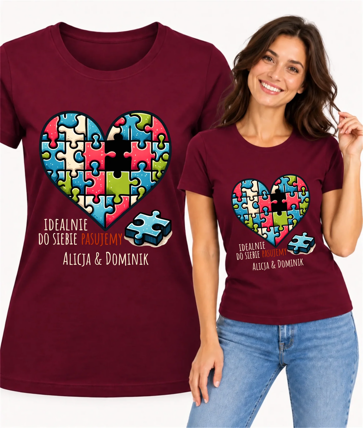 Koszulka damska - Idealnie do siebie pasujemy - personalizowana W44