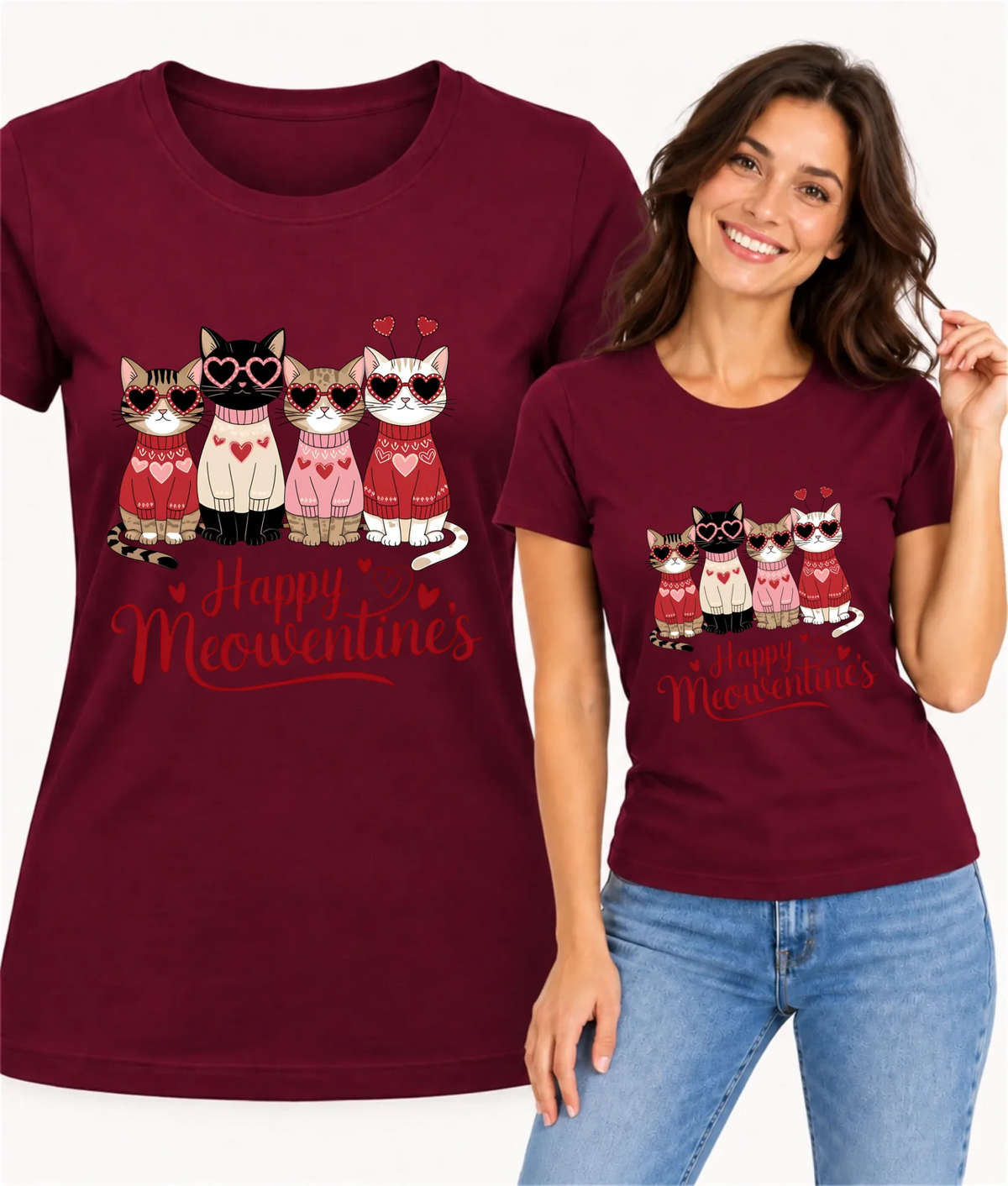 Koszulka damska na Walentynki dla kociary - Happy Meowentine's W25