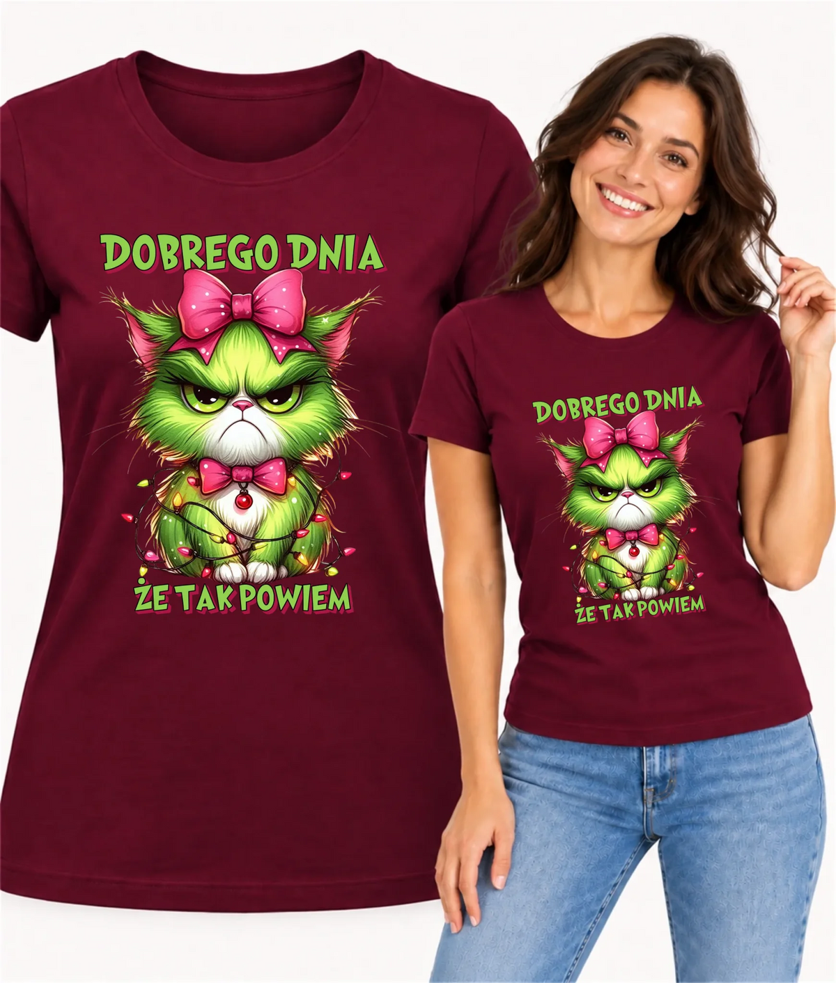 Koszulka damska świąteczna - prezent dla niej - Grinch dobrego dnia, że tak powiem BN153