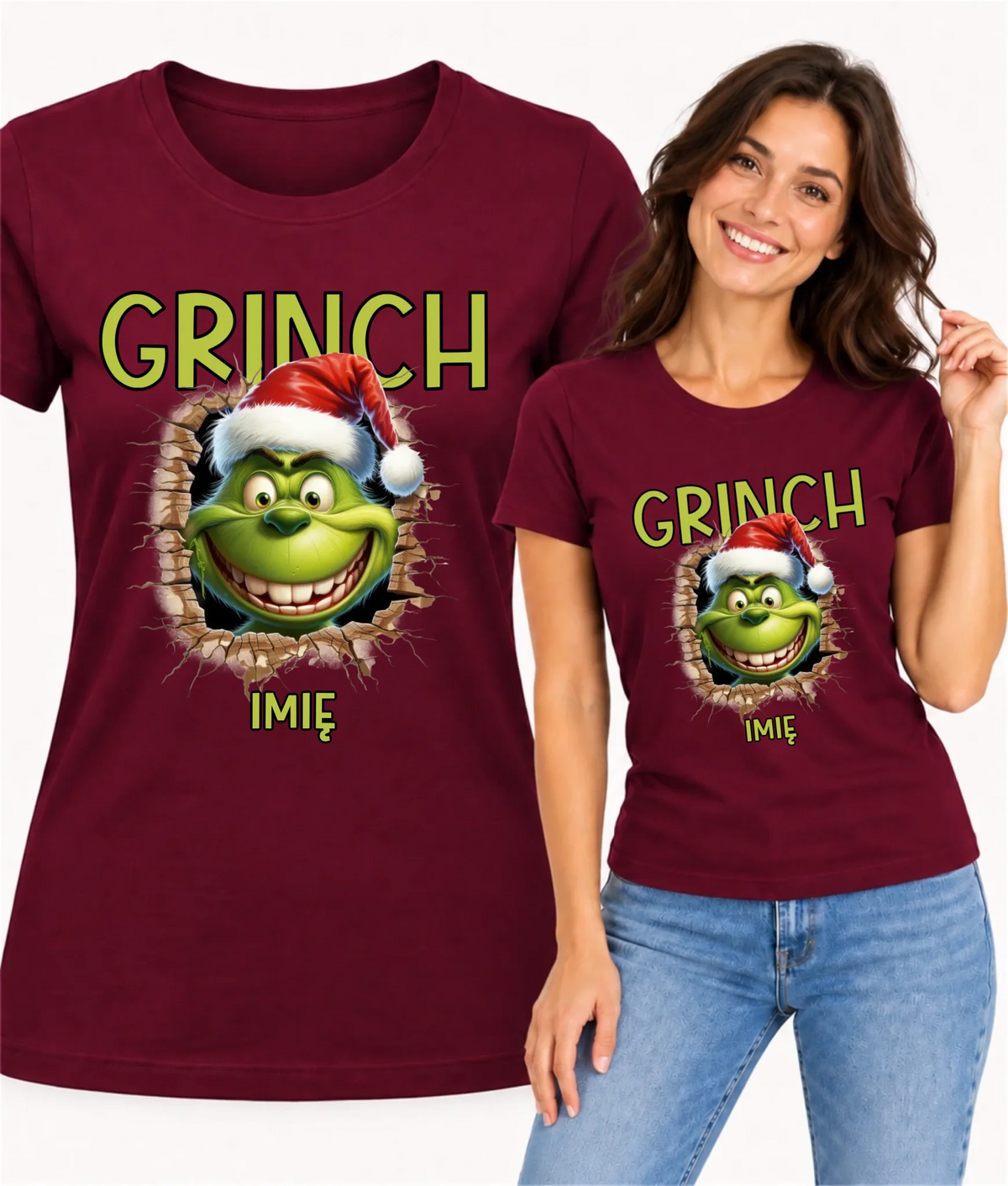 Koszulka damska świąteczna - Grinch - personalizowana BN112