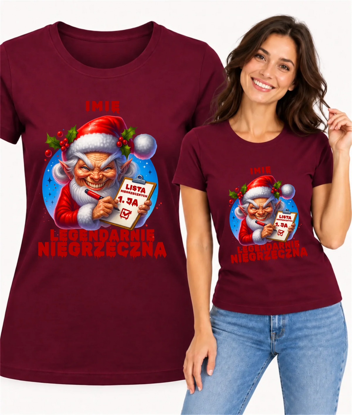 Koszulka damska świąteczna - Legendarnie niegrzeczna - personalizowana BN122