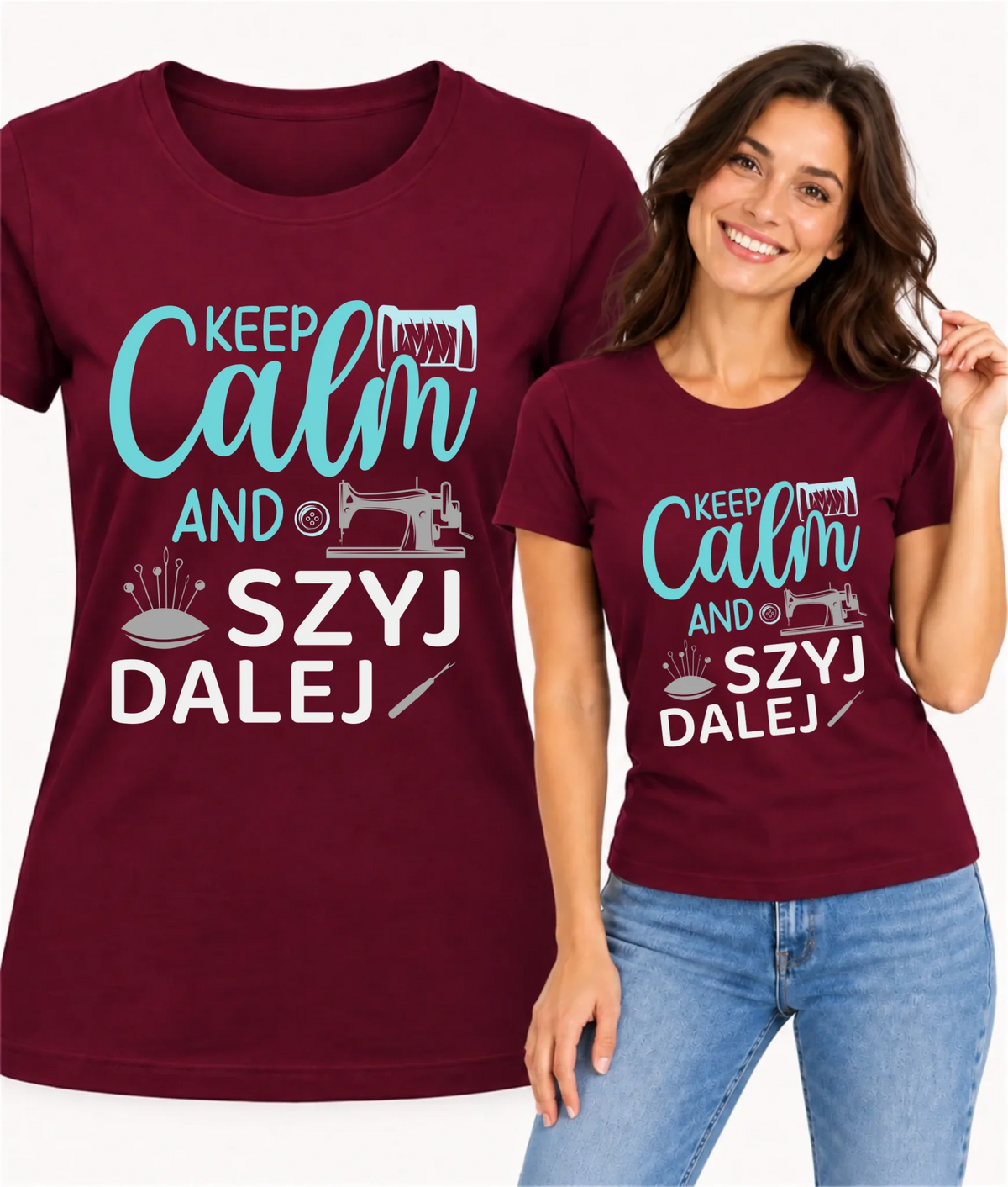 Koszulka damska szyciowa dla krawcowej - KEEP CALM and SZYJ DALEJ HS31