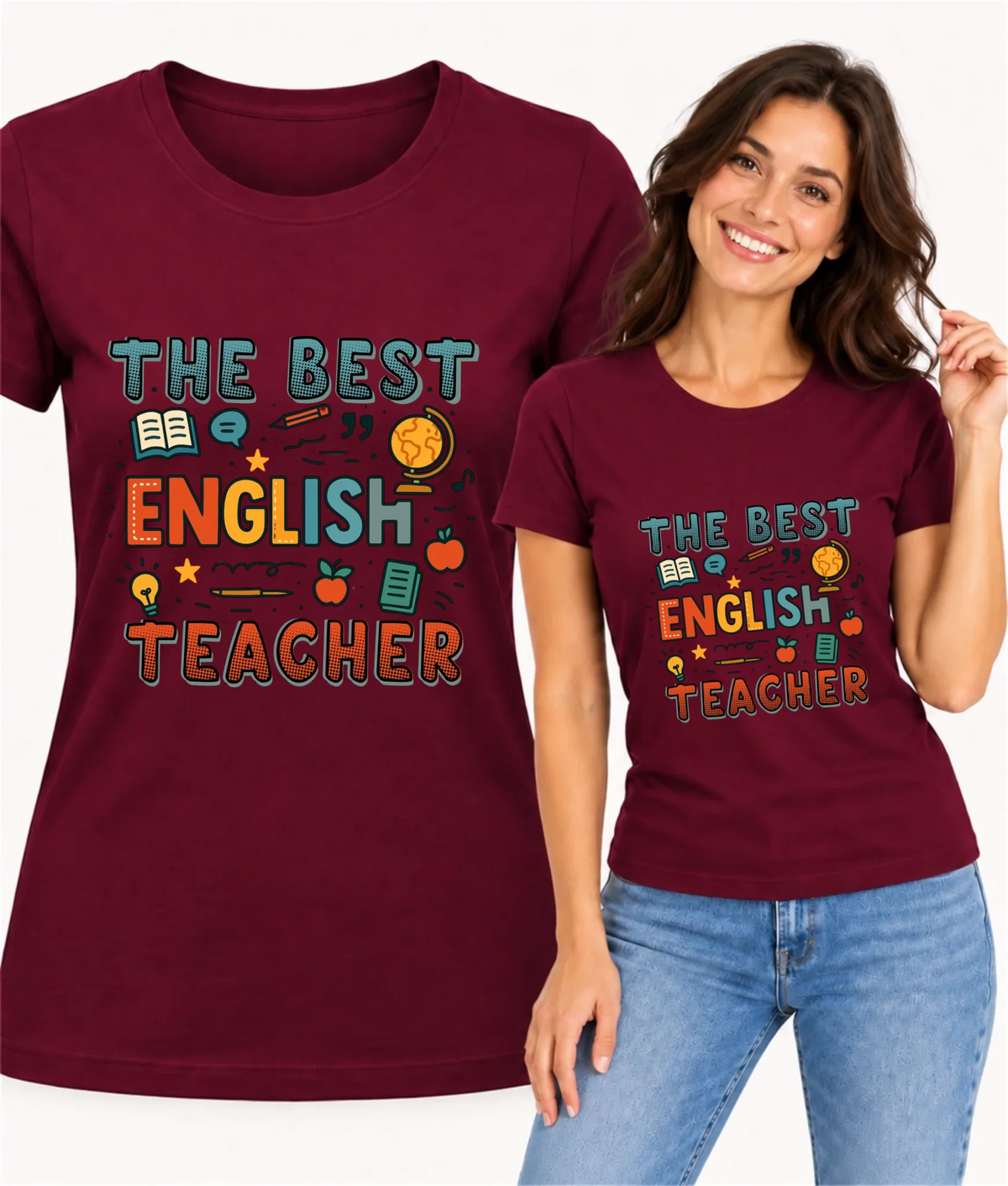 Koszulka damska dla nauczycielki angielskiego - The best english teacher N53