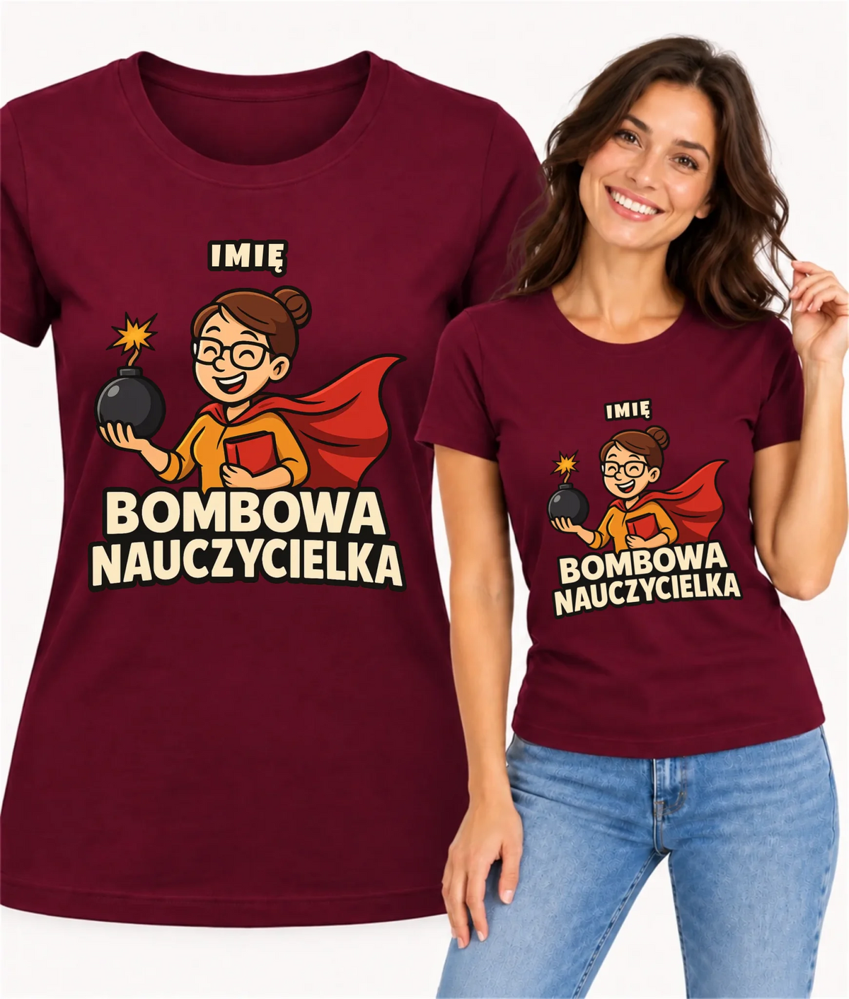 Koszulka dla nauczycielki - Bombowa Nauczycielka - personalizowana N25