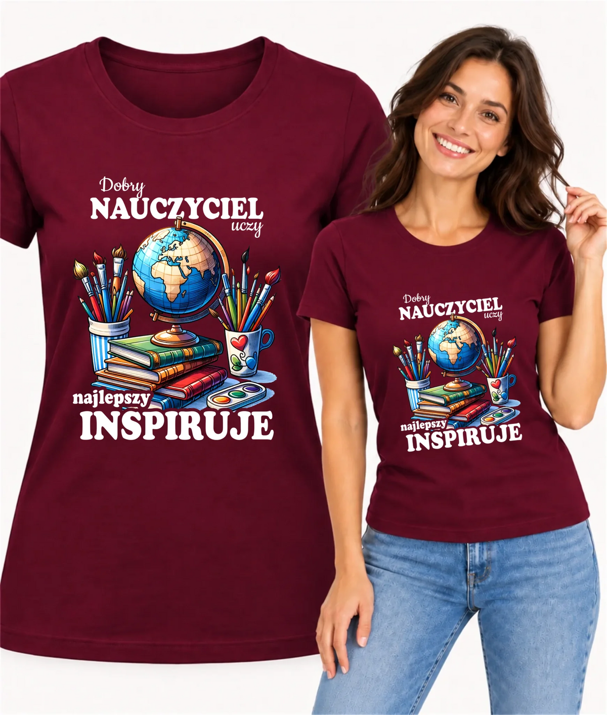 Koszulka dla nauczycielki - Dobry nauczyciel uczy najlepszy inspiruje N72