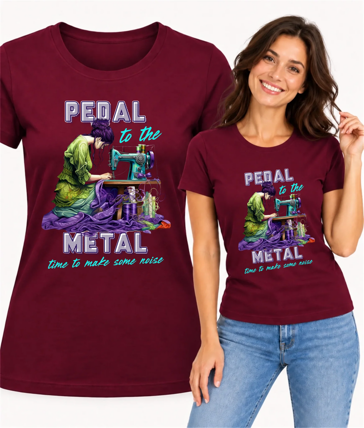 Koszulka damska szyciowa - prezent dla krawcowej - PEDAL METAL HS01