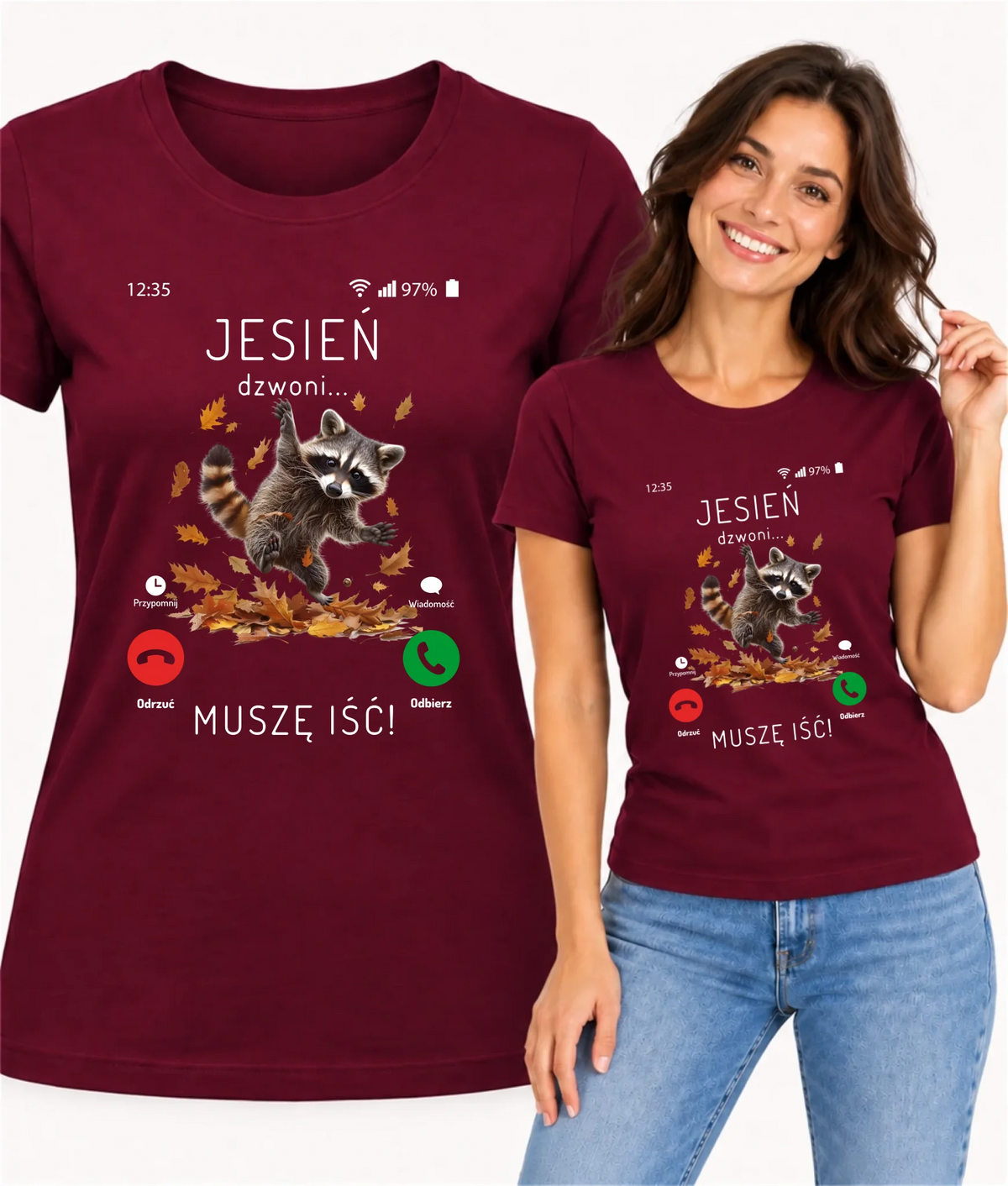 Koszulka damska jesienna - Jesień dzwoni muszę iść JS18