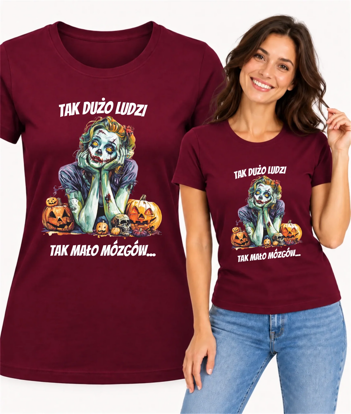 Koszulka damska na Halloween - Zombie - Tak mało mózgów HL31