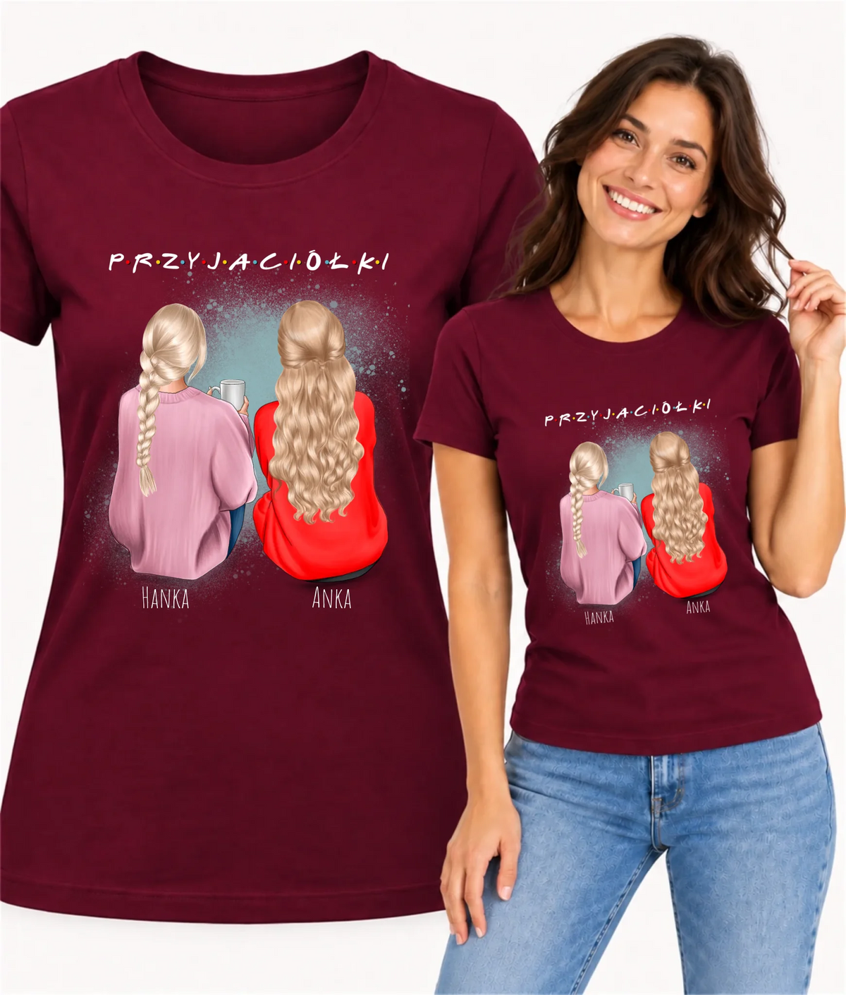 Koszulka damska - prezent dla przyjaciółki - personalizowane postacie 2-4 osoby PR02