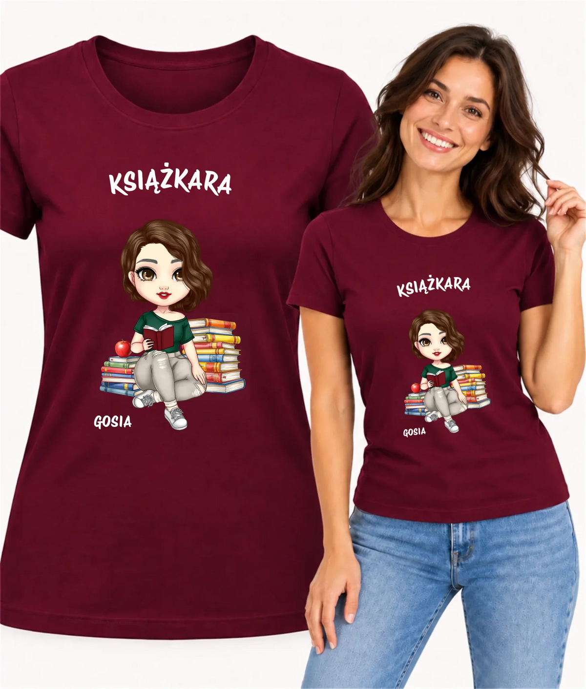 Koszulka damska - Książkara - Prezent dla miłośniczki czytania książek - personalizowana DZ03