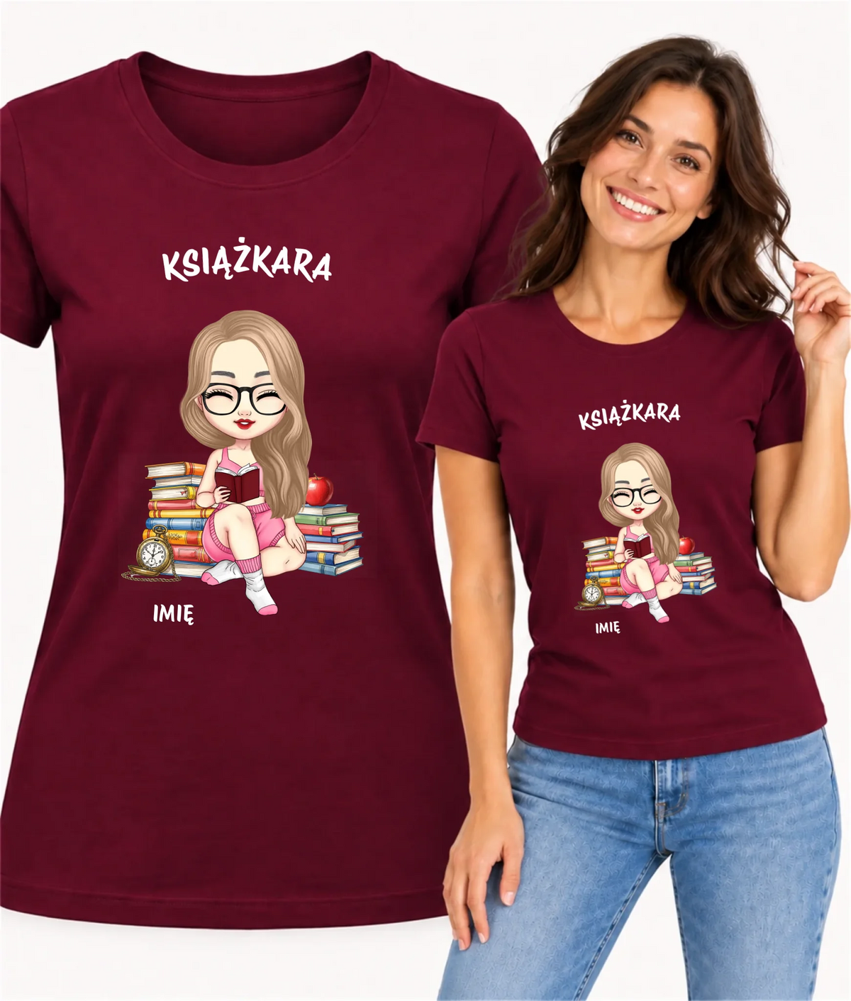 Koszulka damska - Książkara - Prezent dla miłośniczki czytania książek - personalizowana DZ04