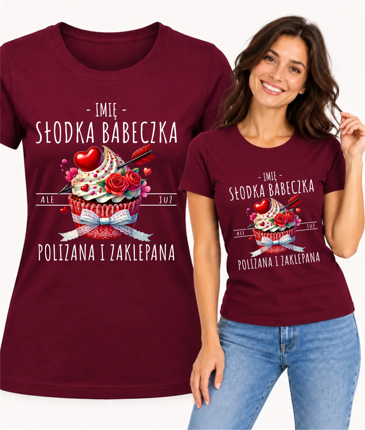 Koszulka damska - Słodka babeczka polizana i zaklepana - personalizowana W37