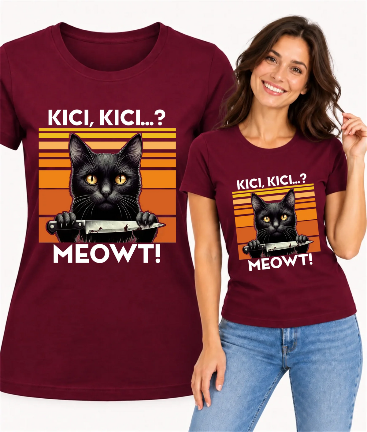 Koszulka damska - Kot z nożem - Kici, kici... MEOWT! HL17