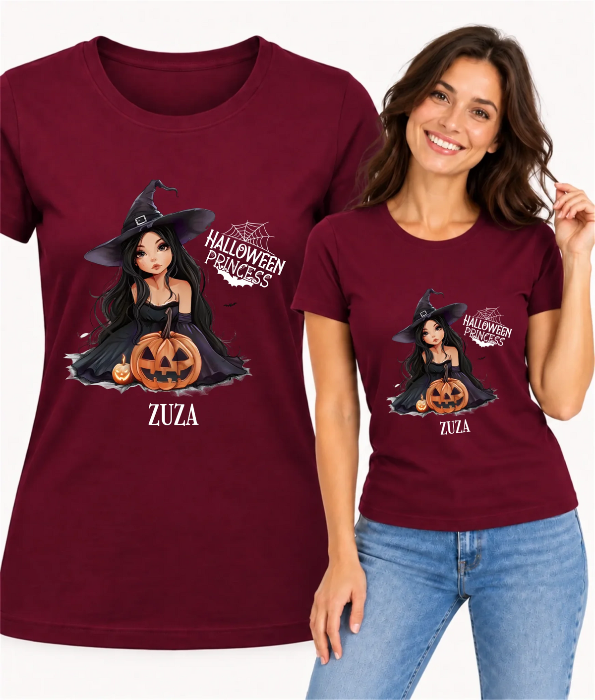 Koszulka damska halloweenowa - Czarownica z dynią - personalizowana HL10