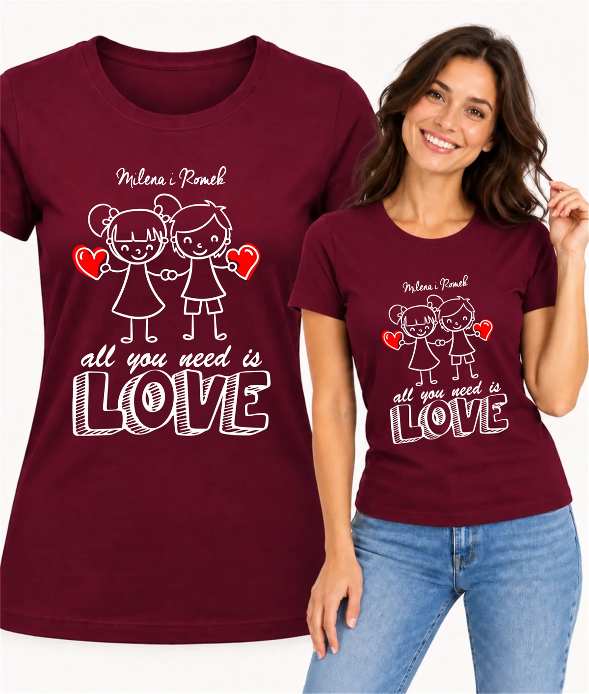 Koszulka damska dla par - All You need is love - personalizowana W13