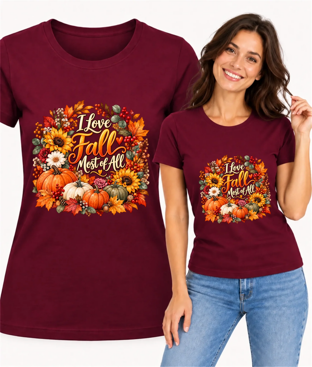 Koszulka damska jesienna - I Love Fall Most of All