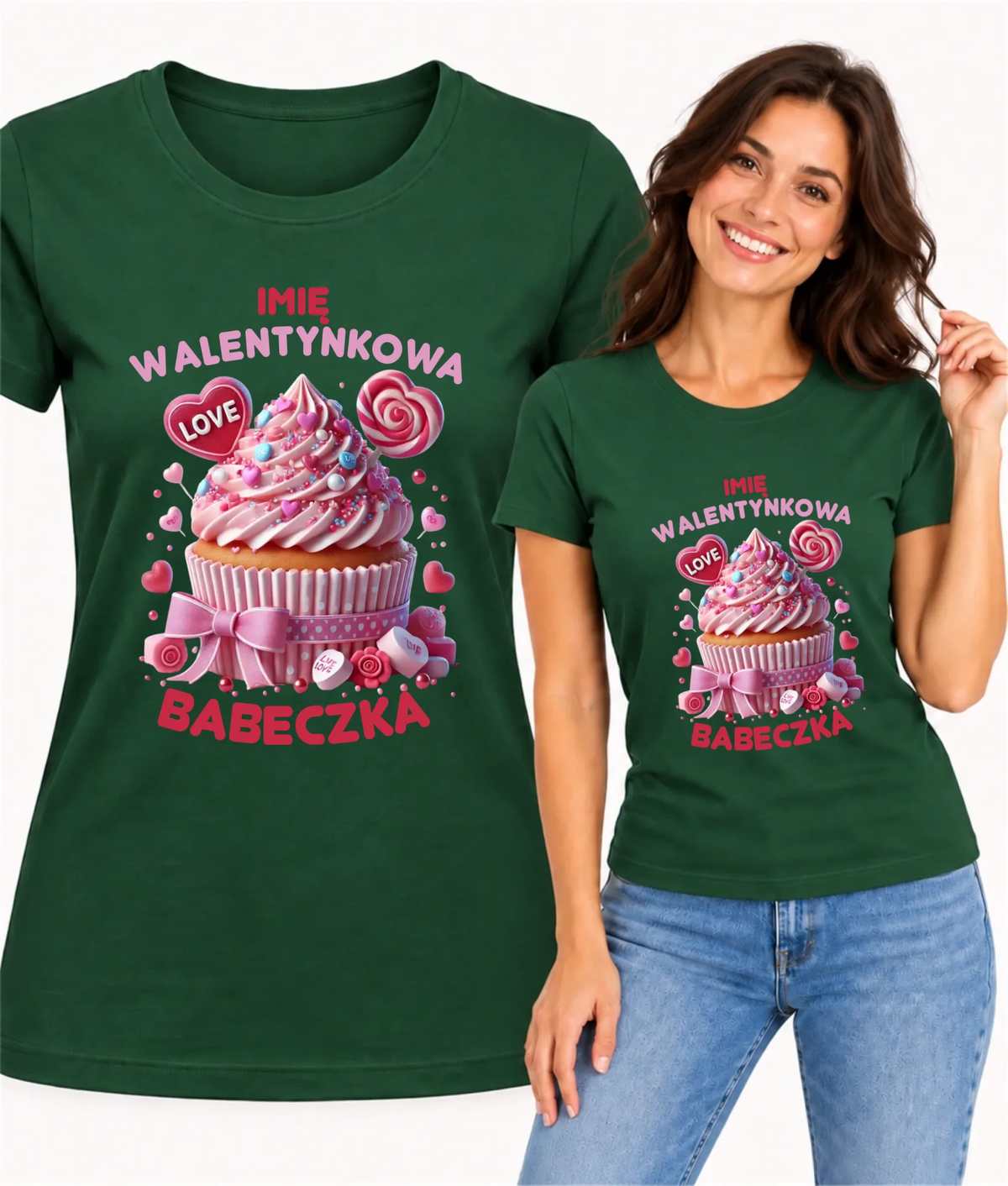 Koszulka damska na Walentynki - Walentynkowa Babeczka - personalizowana W21