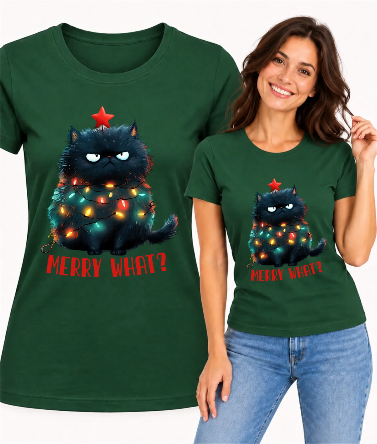Koszulka damska świąteczna - Grumpy Cat Merry what? BN37