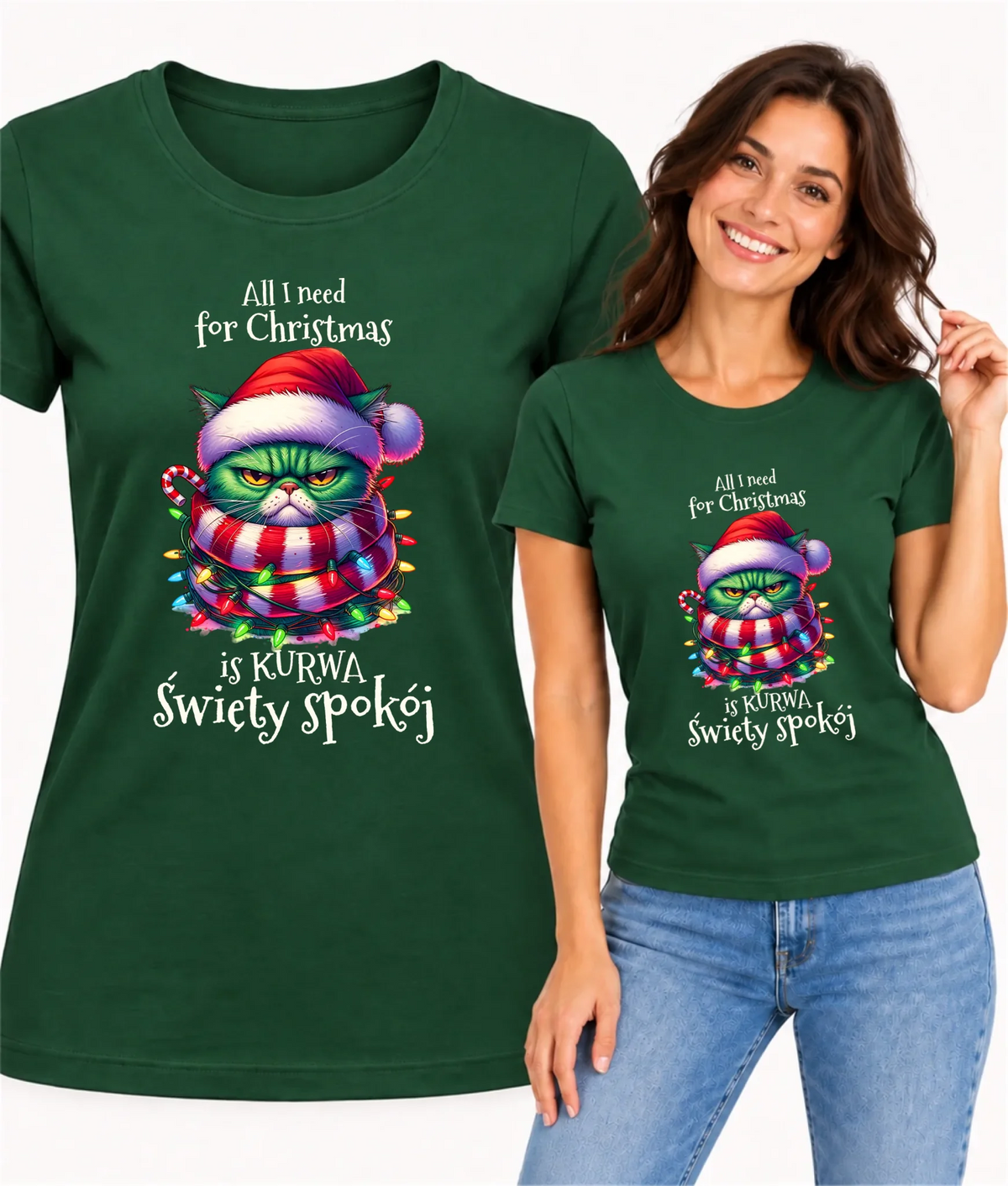 Koszulka damska świąteczna - All I need for Christmas is ku*wa święty spokój - bez cenzury BN101