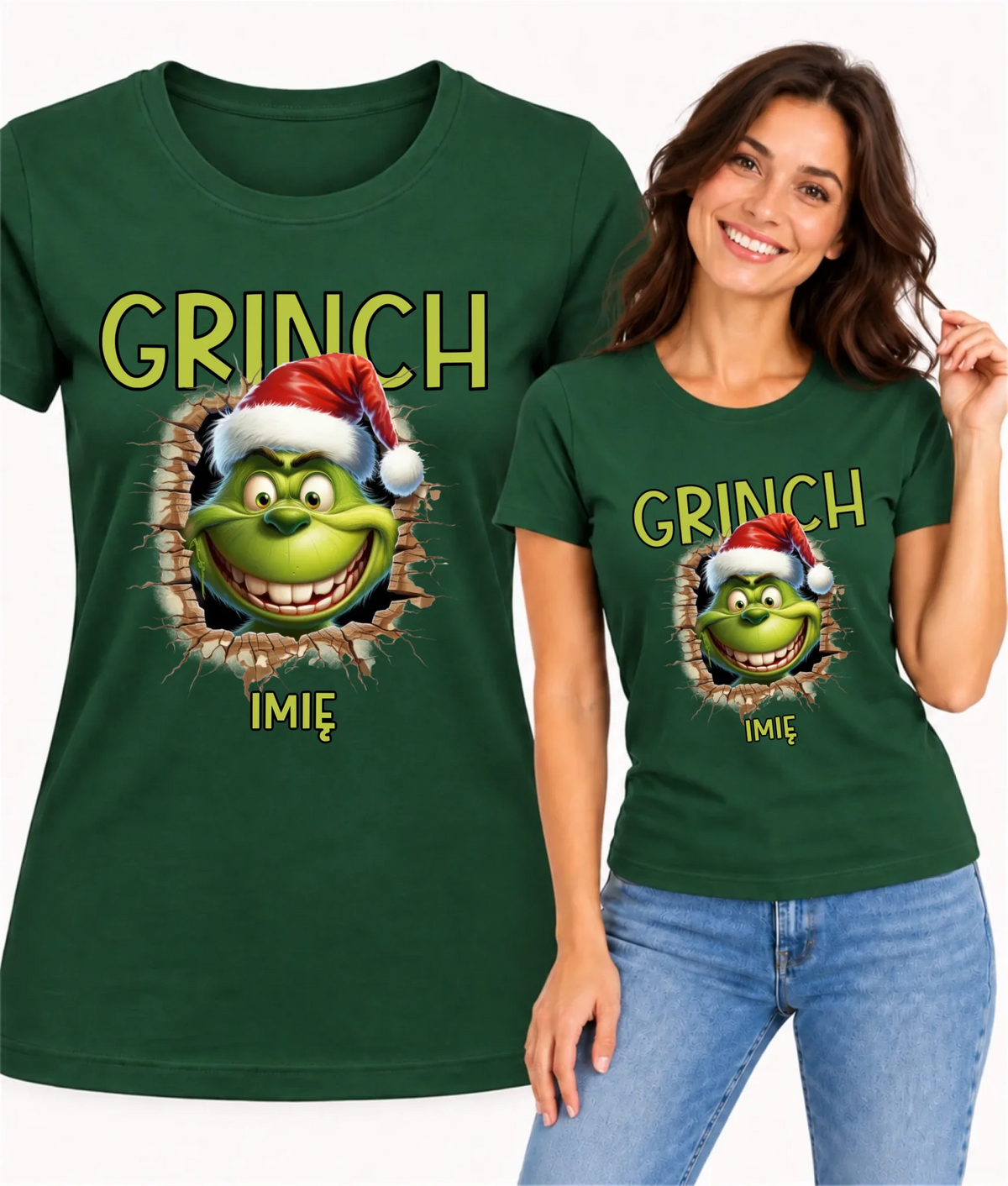 Koszulka damska świąteczna - Grinch - personalizowana BN112