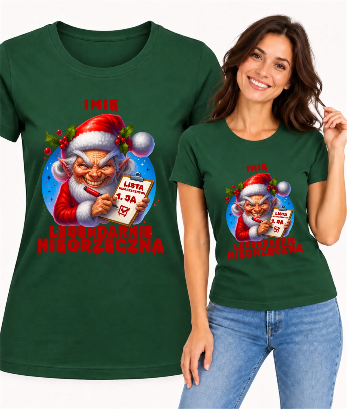 Koszulka damska świąteczna - Legendarnie niegrzeczna - personalizowana BN122