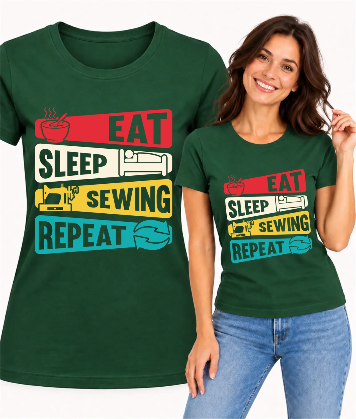 Koszulka damska szyciowa dla krawcowej - Eat sleep sewing repeat HS21