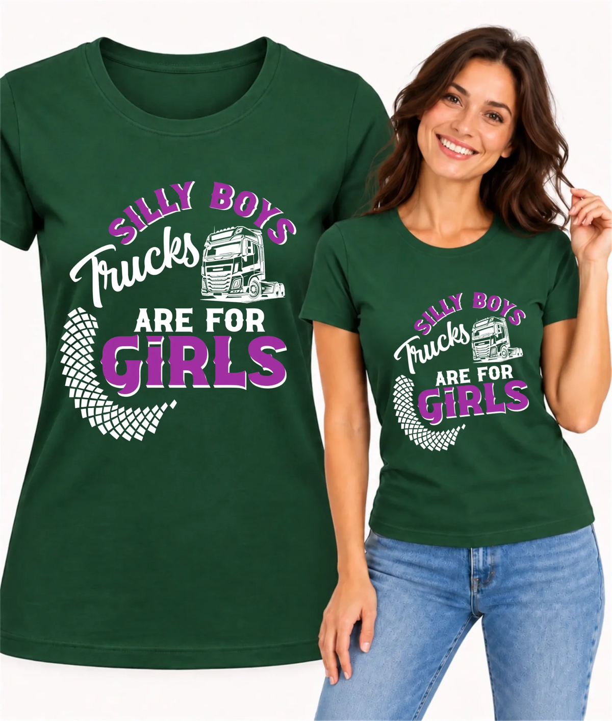 Koszulka damska - kierowca ciężarówki - Silly boys trucks are for girls ZKT11