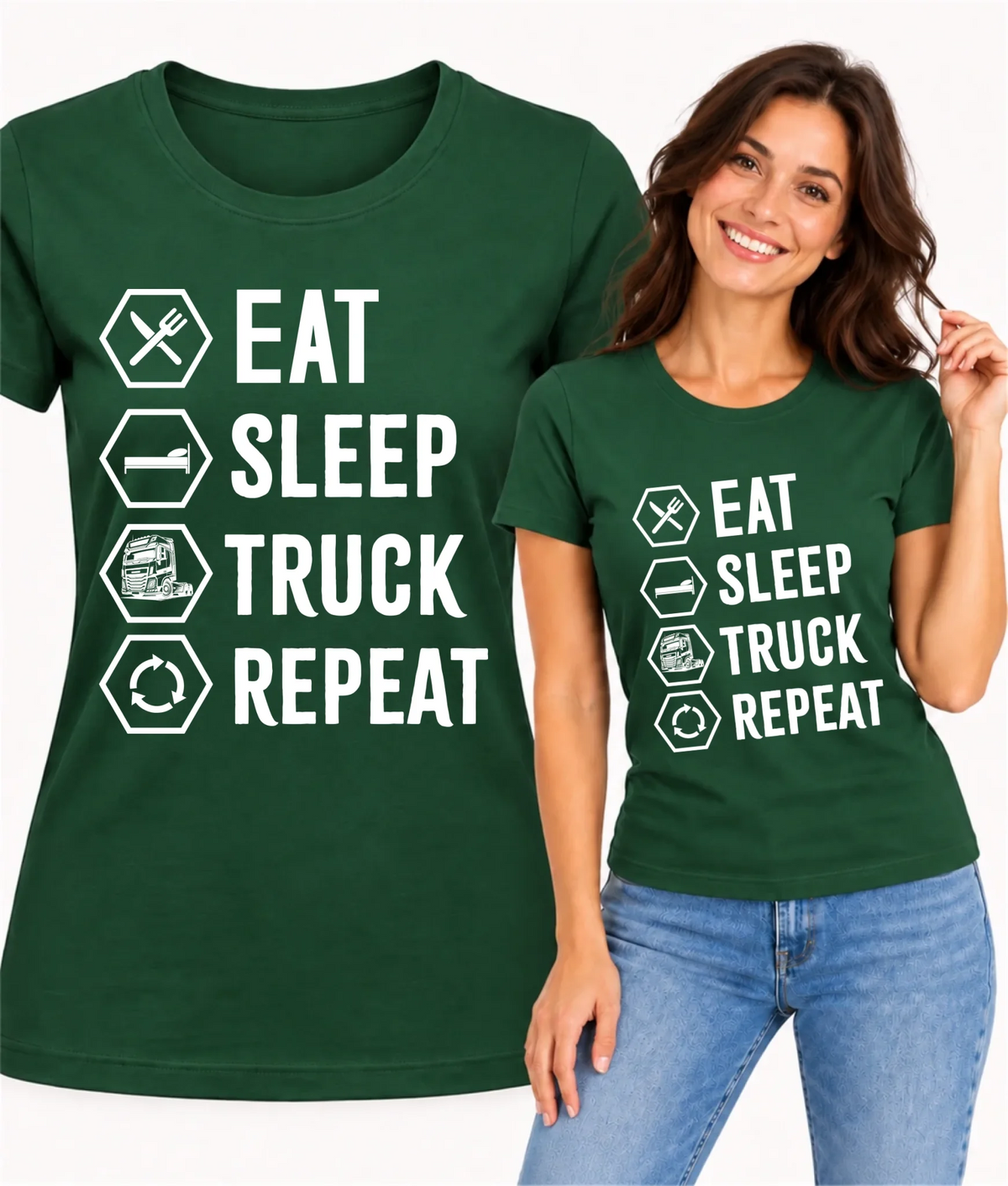 Koszulka damska dla kierowcy ciężarówki - Eat Sleep Truck Repeat ZKT05