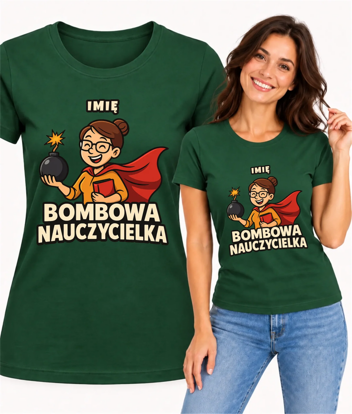 Koszulka dla nauczycielki - Bombowa Nauczycielka - personalizowana N25