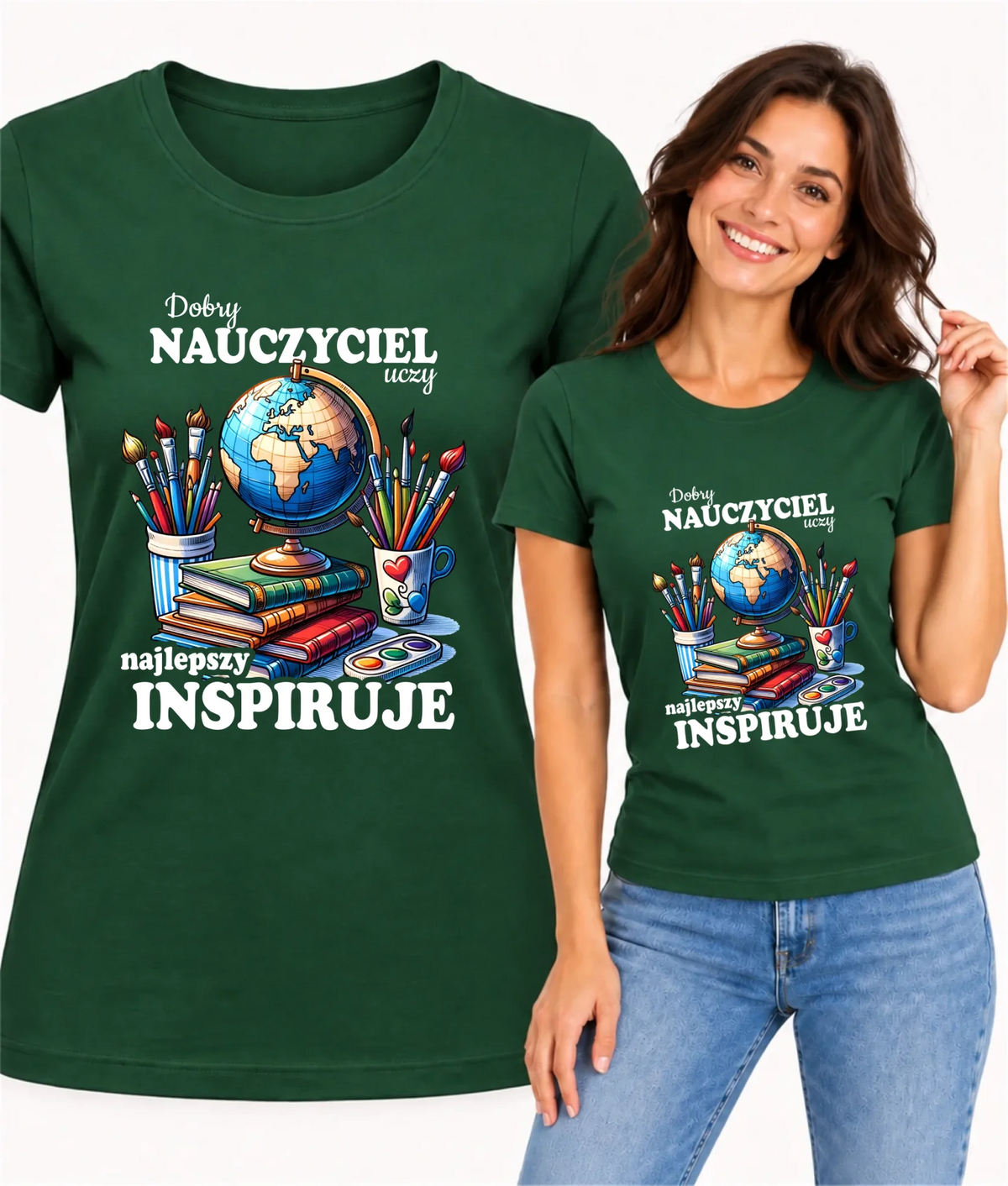 Koszulka dla nauczycielki - Dobry nauczyciel uczy najlepszy inspiruje N72