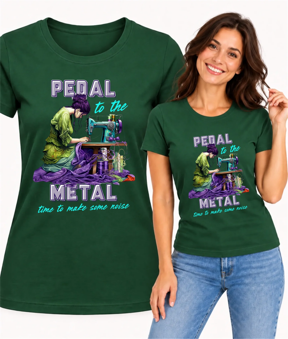 Koszulka damska szyciowa - prezent dla krawcowej - PEDAL METAL HS01