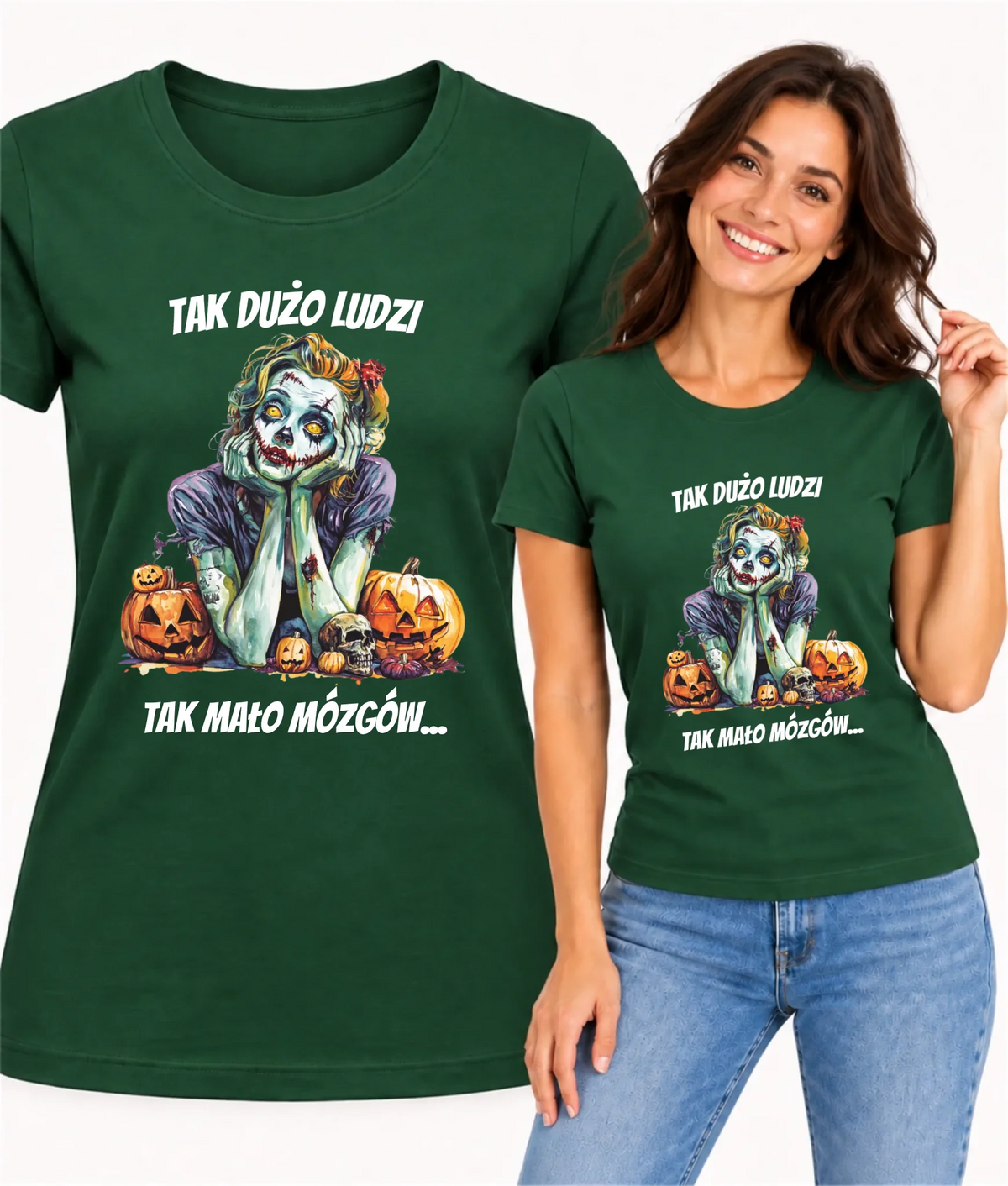 Koszulka damska na Halloween - Zombie - Tak mało mózgów HL31