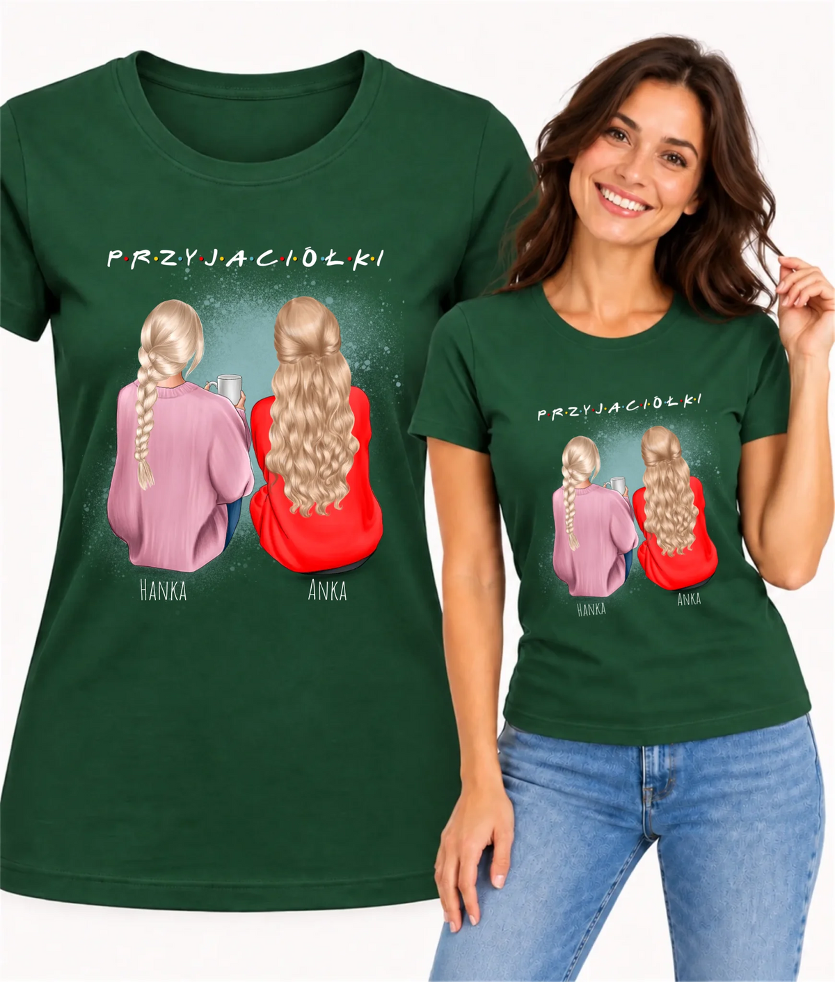 Koszulka damska - prezent dla przyjaciółki - personalizowane postacie 2-4 osoby PR02