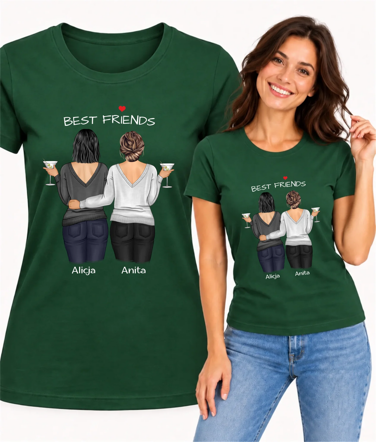 Koszulka damska - prezent dla przyjaciółki - Best Friends - personalizowane postacie 2-4 osoby PR03