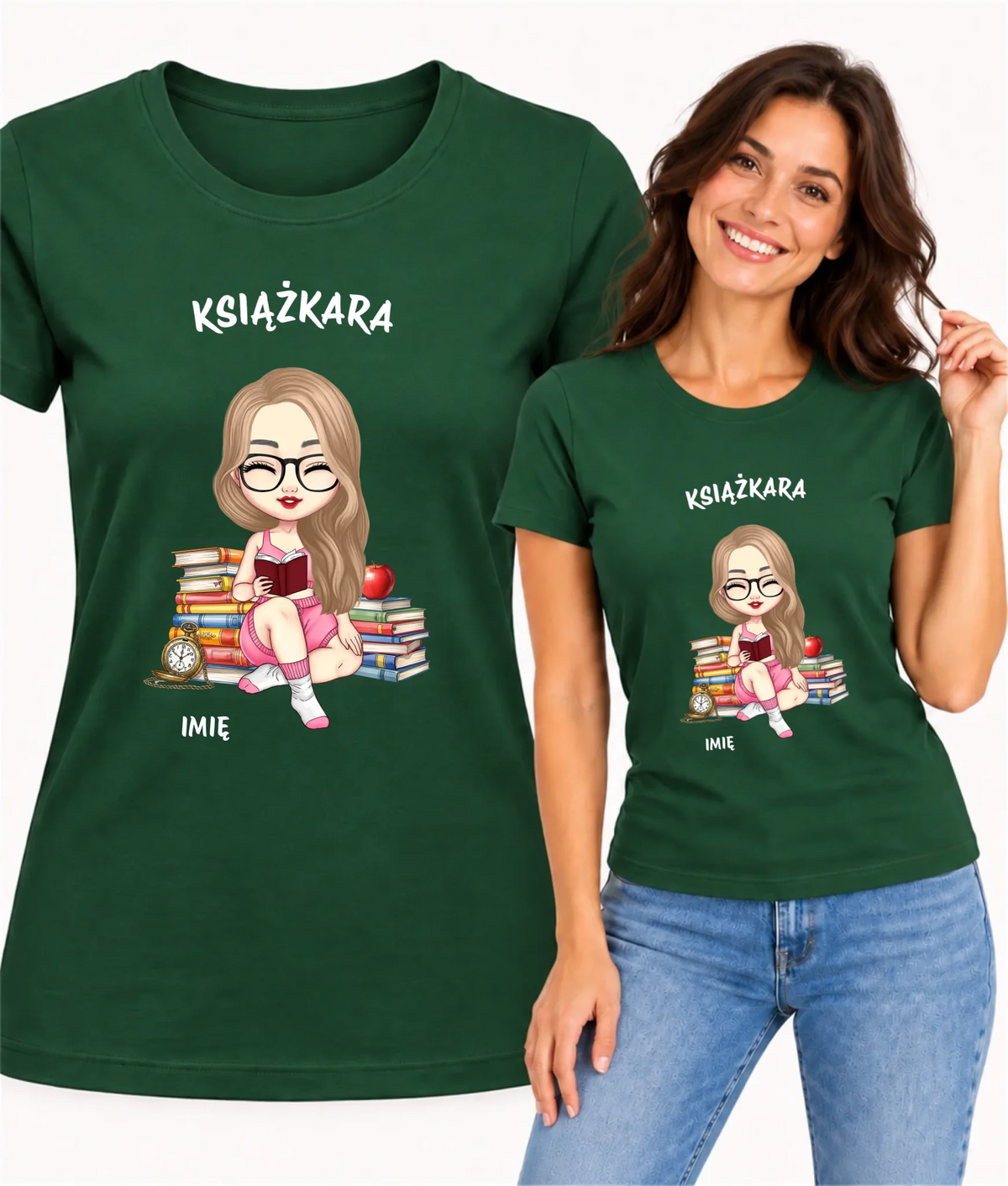 Koszulka damska - Książkara - Prezent dla miłośniczki czytania książek - personalizowana DZ04