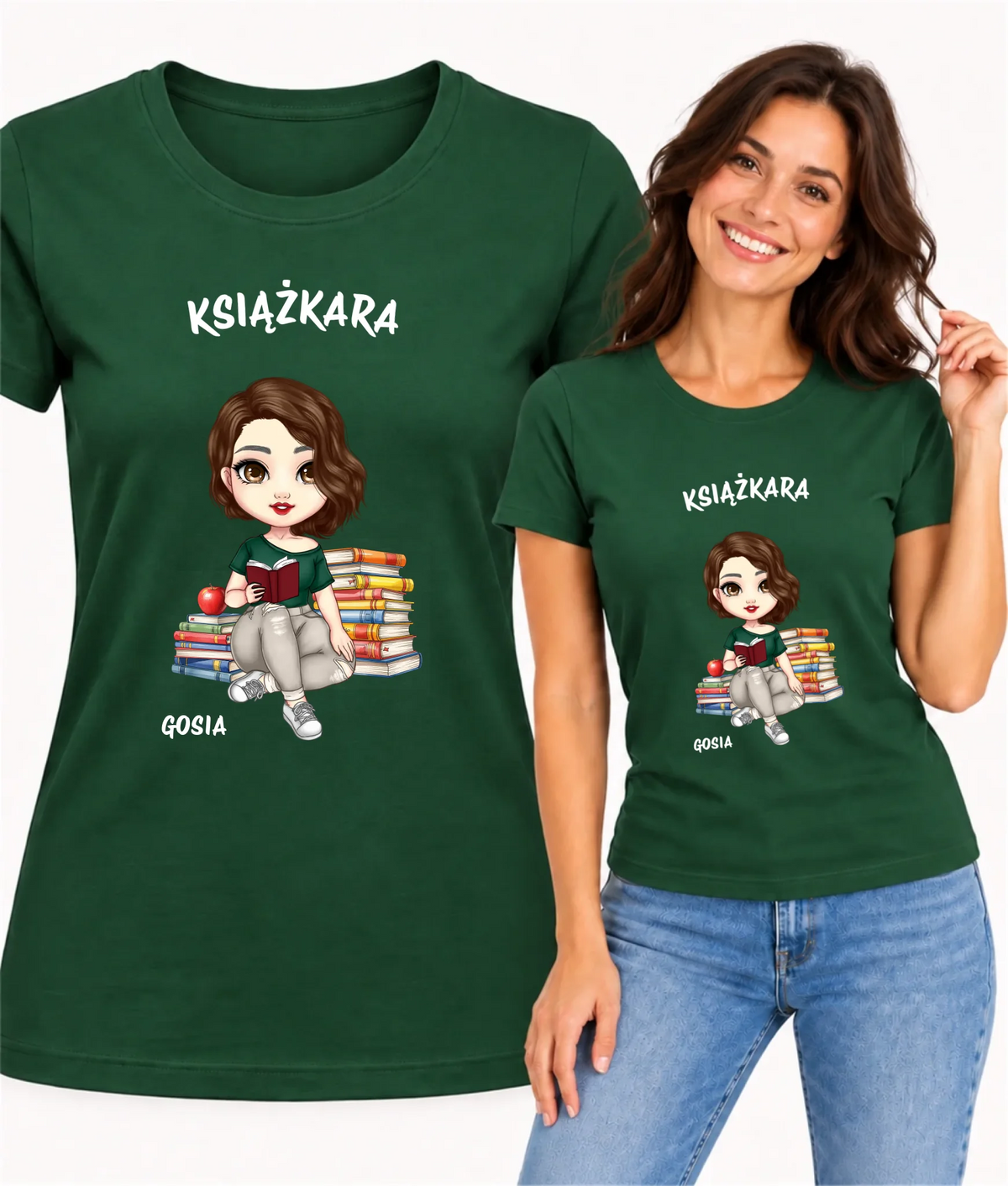 Koszulka damska - Książkara - Prezent dla miłośniczki czytania książek - personalizowana DZ03