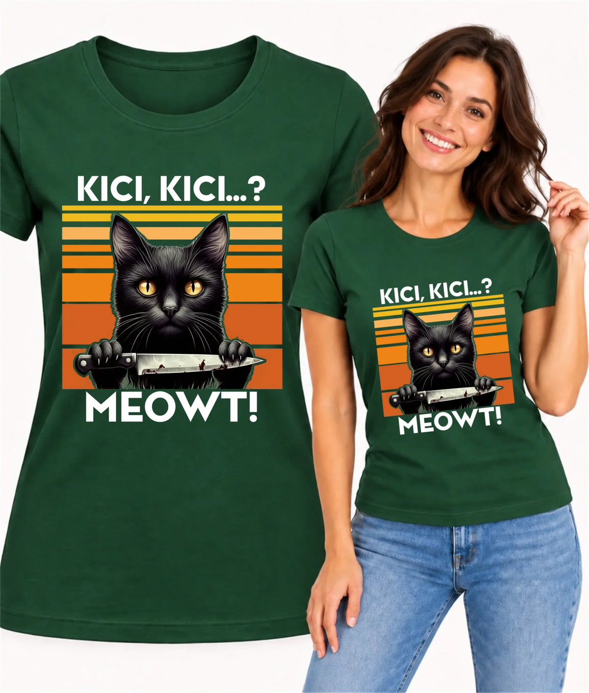 Koszulka damska - Kot z nożem - Kici, kici... MEOWT! HL17