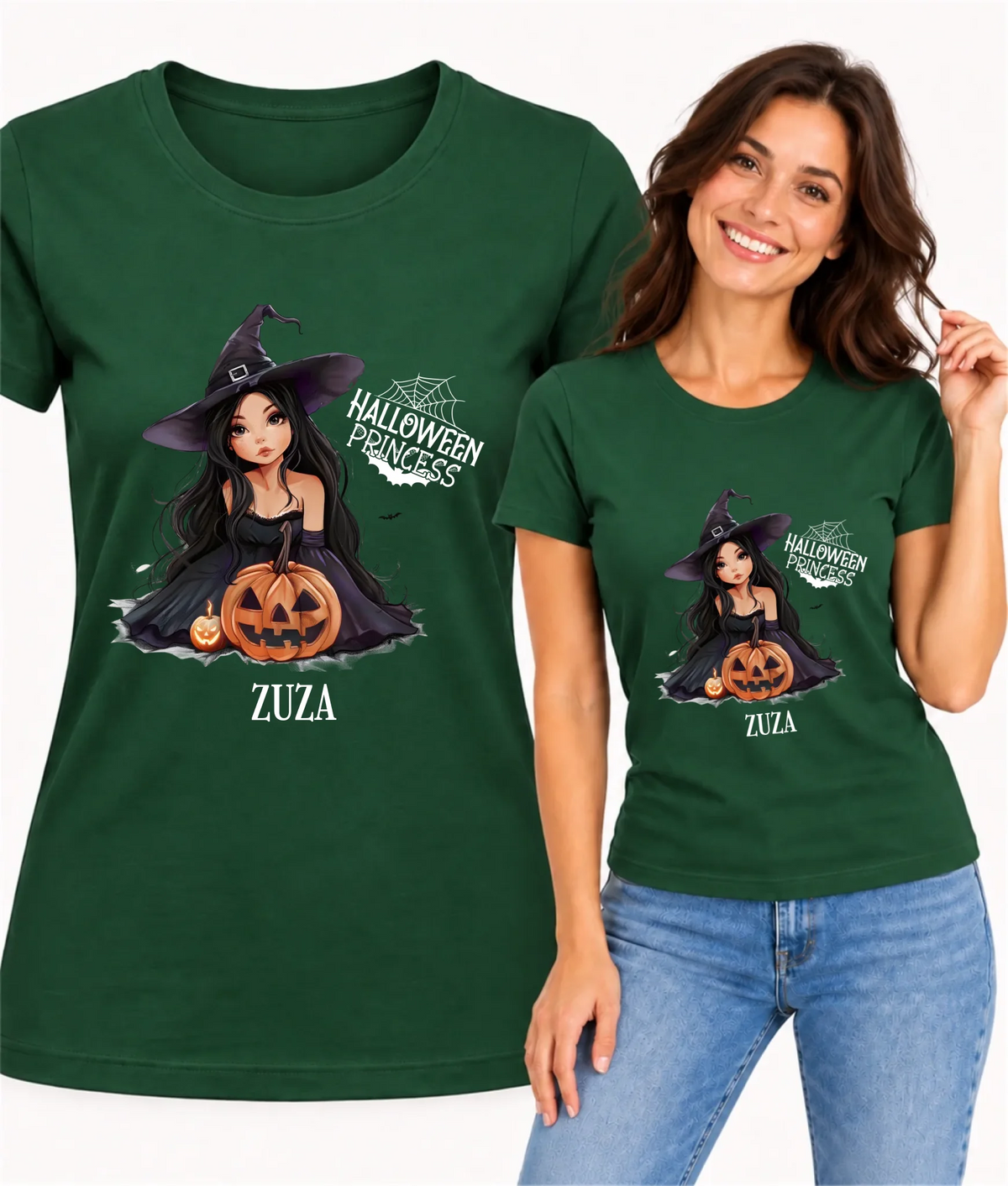 Koszulka damska halloweenowa - Czarownica z dynią - personalizowana HL10