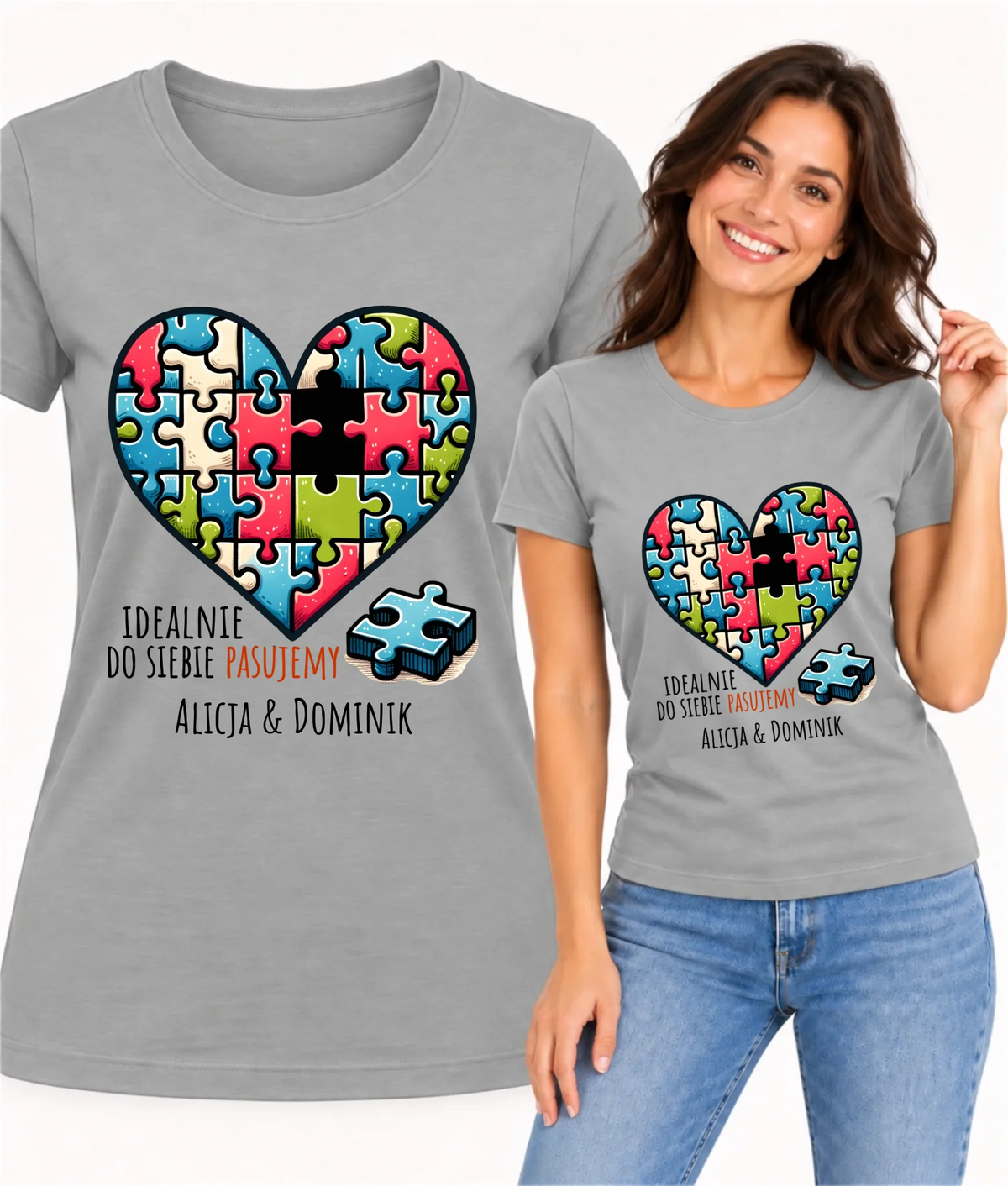 Koszulka damska - Idealnie do siebie pasujemy - personalizowana W44