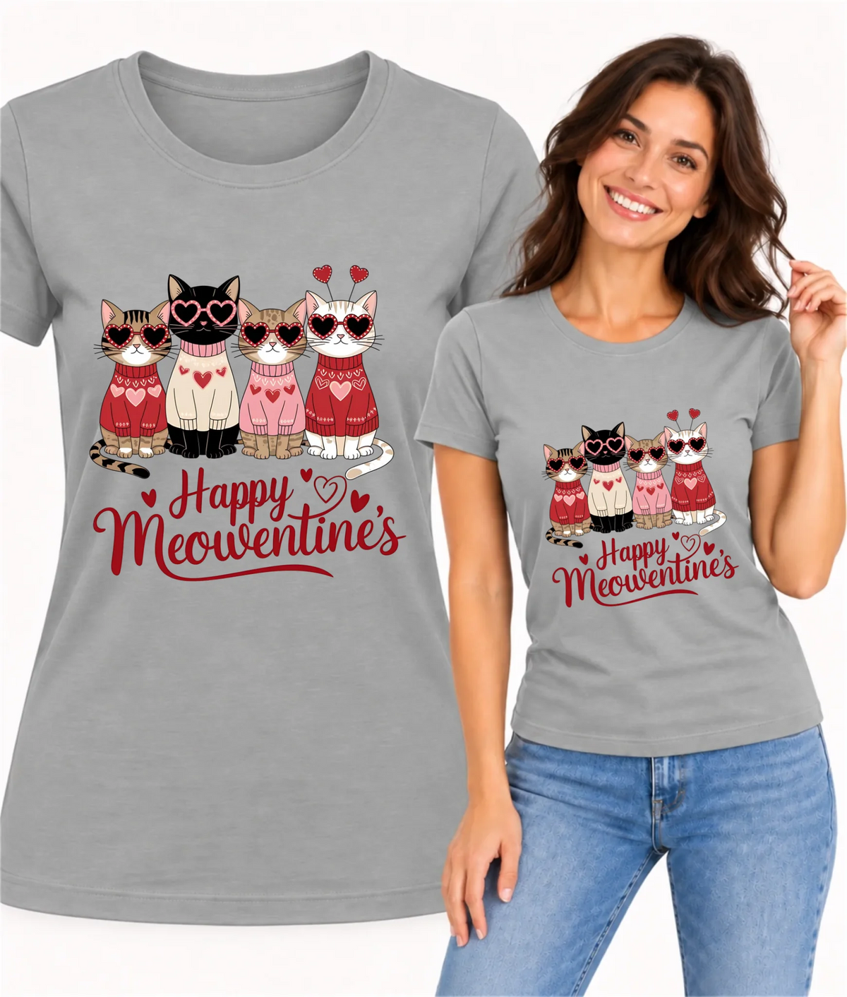 Koszulka damska na Walentynki dla kociary - Happy Meowentine's W25