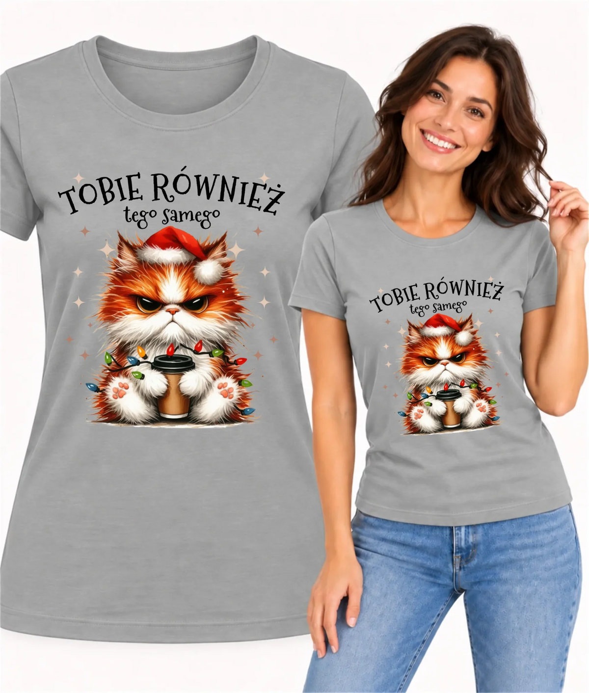 Koszulka damska świąteczna - Grumpy Cat Tobie również tego samego BN32