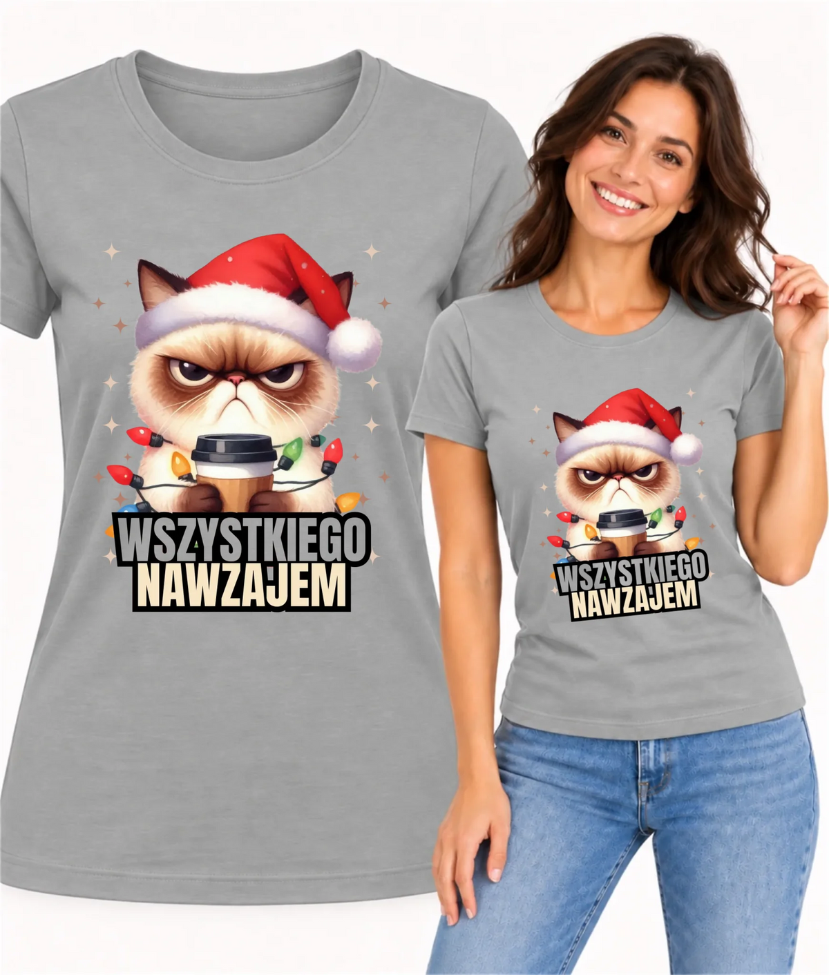 Koszulka damska świąteczna - Grumpy Cat Wszystkiego nawzajem BN33