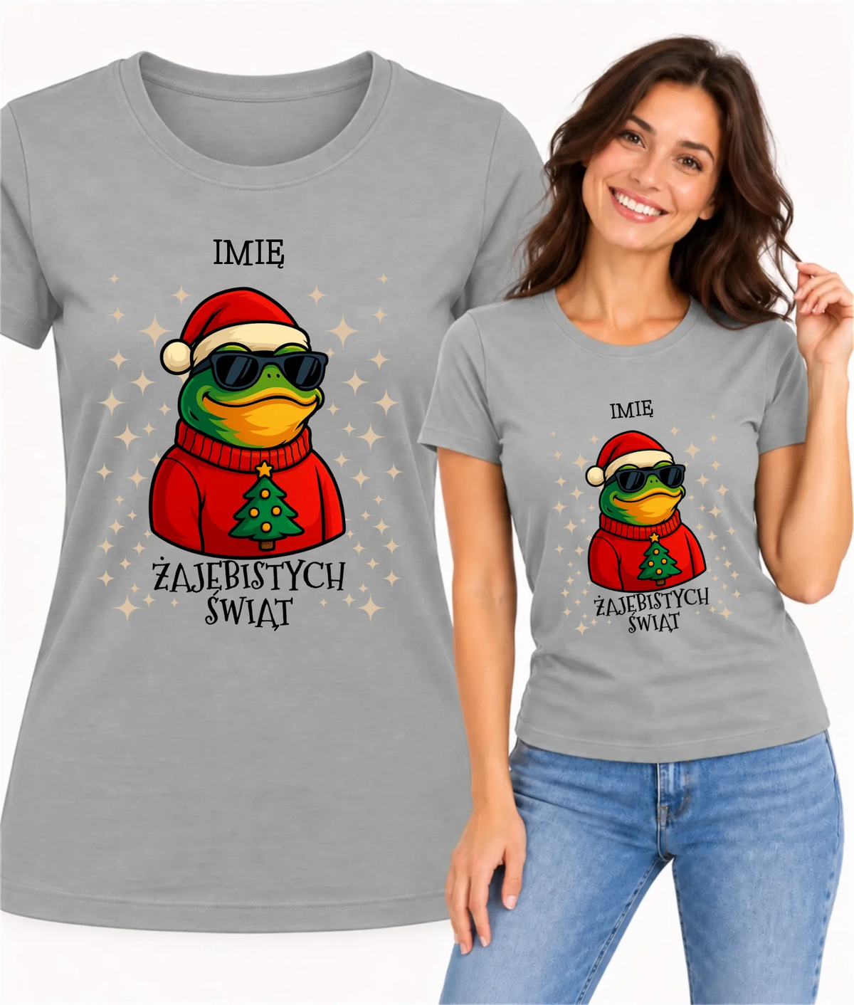 Koszulka damska świąteczna - Żajebistych Świąt - personalizowana BN144