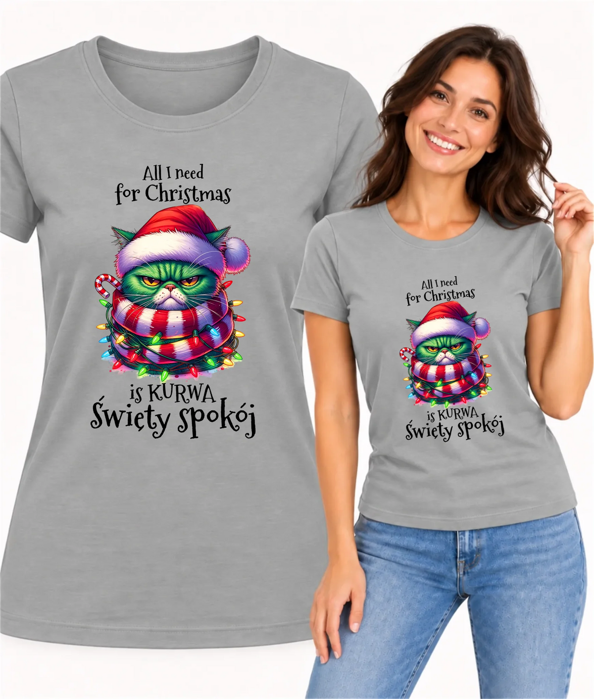 Koszulka damska świąteczna - All I need for Christmas is ku*wa święty spokój - bez cenzury BN101