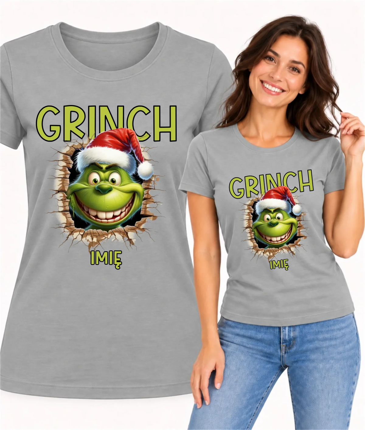 Koszulka damska świąteczna - Grinch - personalizowana BN112