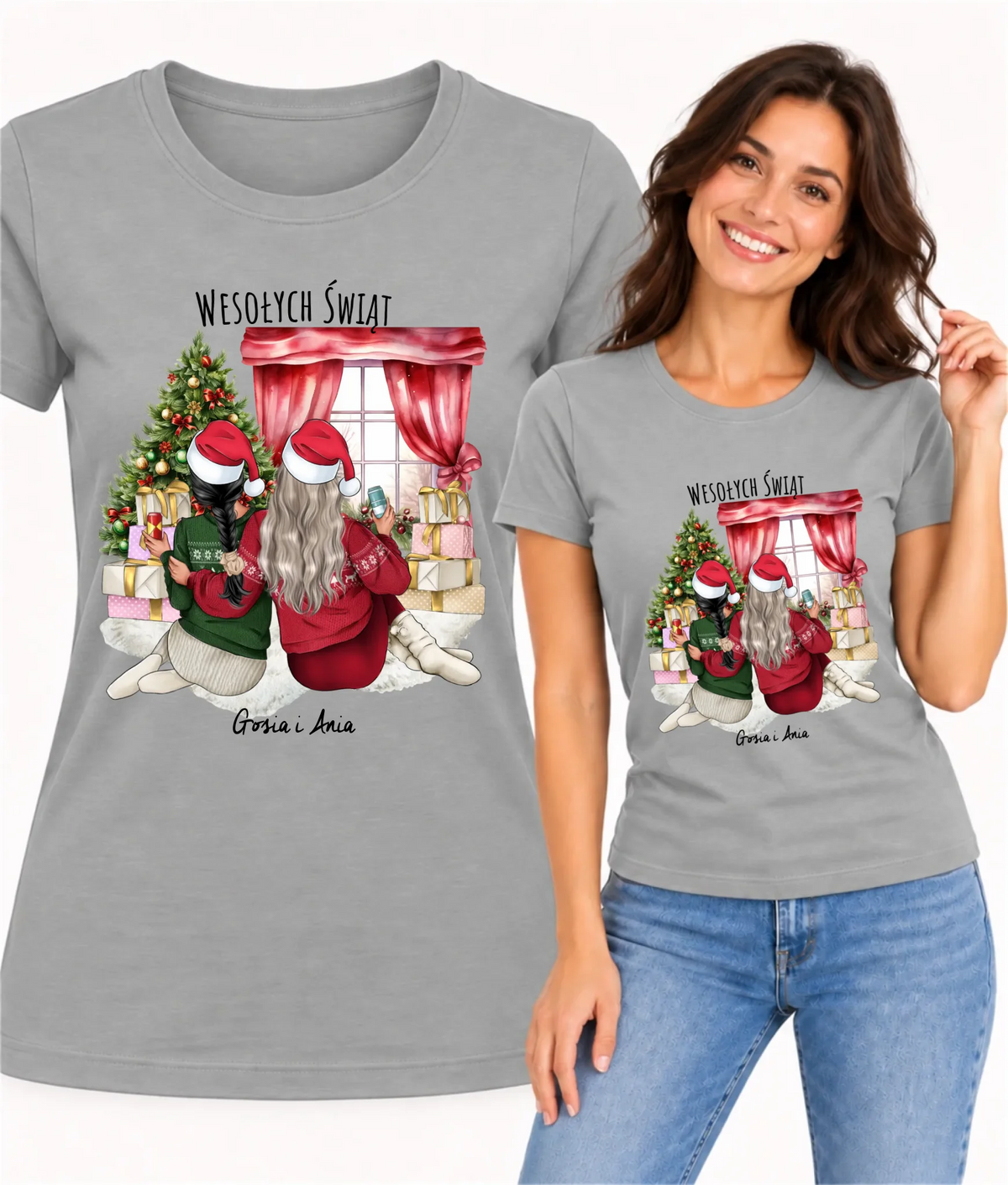 Koszulka damska świąteczna - prezent dla przyjaciółki - 2-4 przyjaciółek - personalizowana PR06