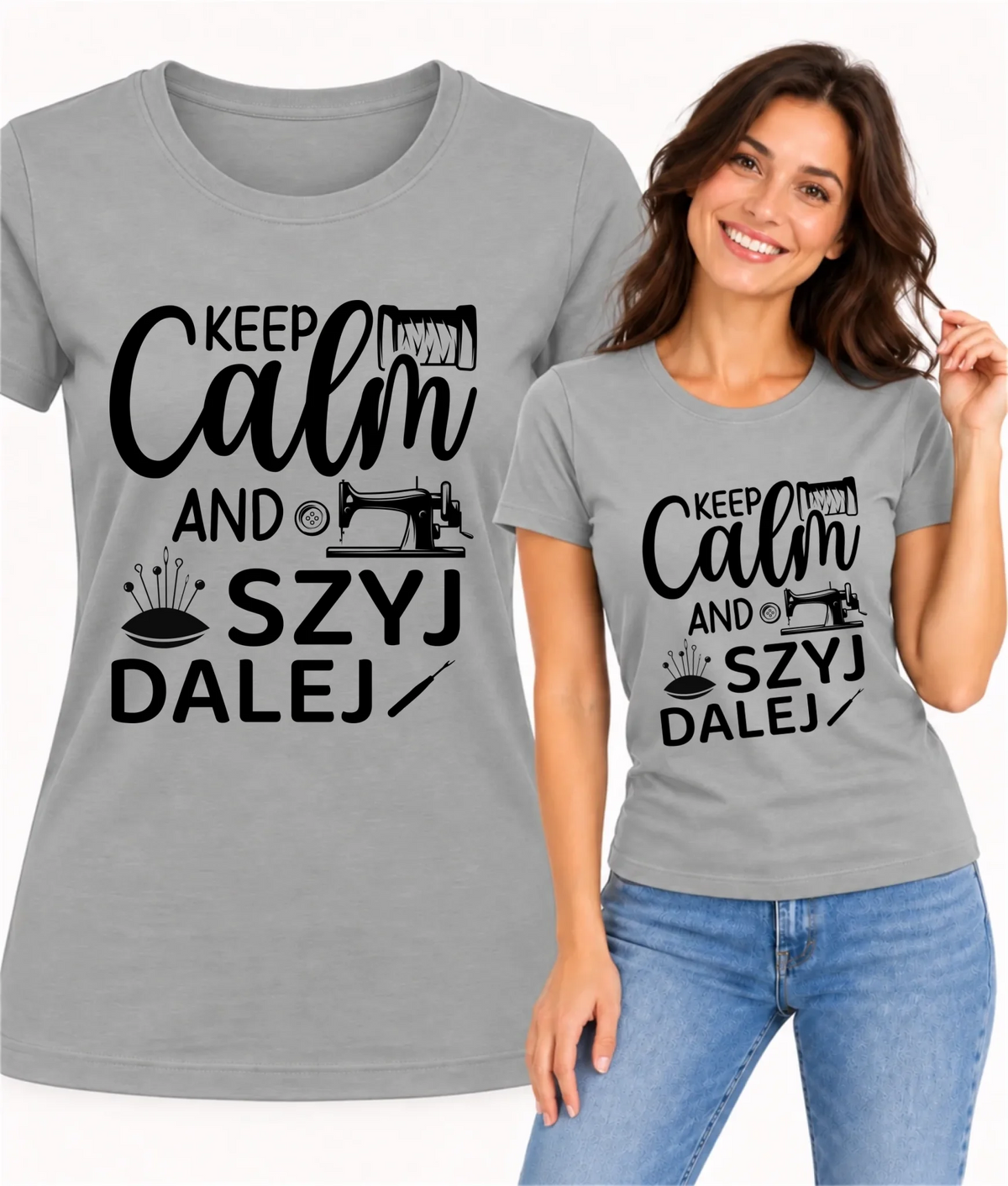 Koszulka damska szyciowa dla krawcowej - KEEP CALM and SZYJ DALEJ HS31