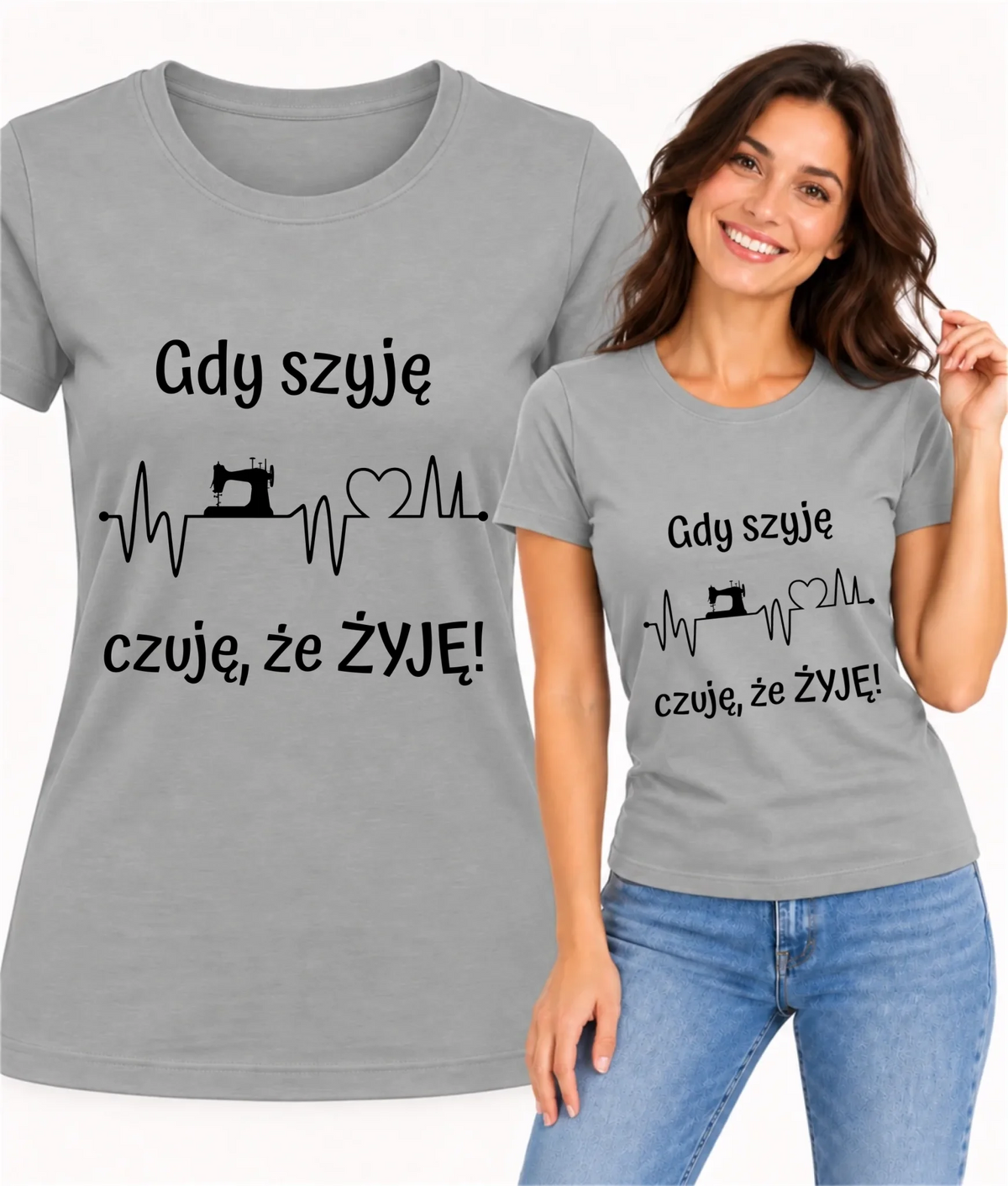Koszulka damska szyciowa dla krawcowej - Gdy szyję czuję, że żyję HS12