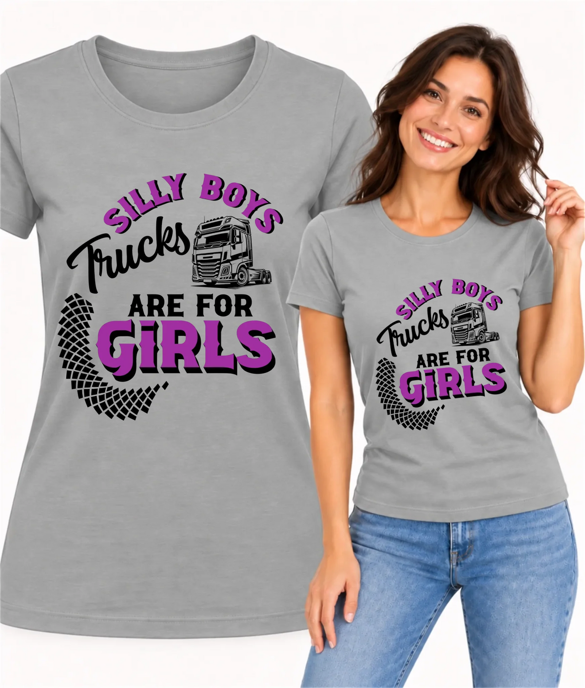 Koszulka damska - kierowca ciężarówki - Silly boys trucks are for girls ZKT11
