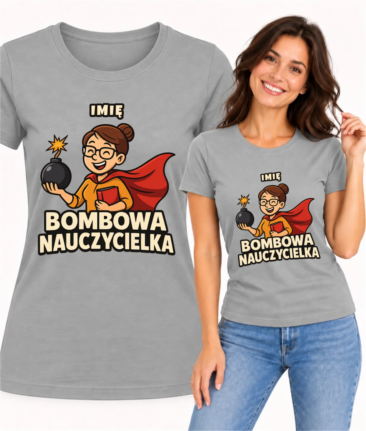 Koszulka dla nauczycielki - Bombowa Nauczycielka - personalizowana N25
